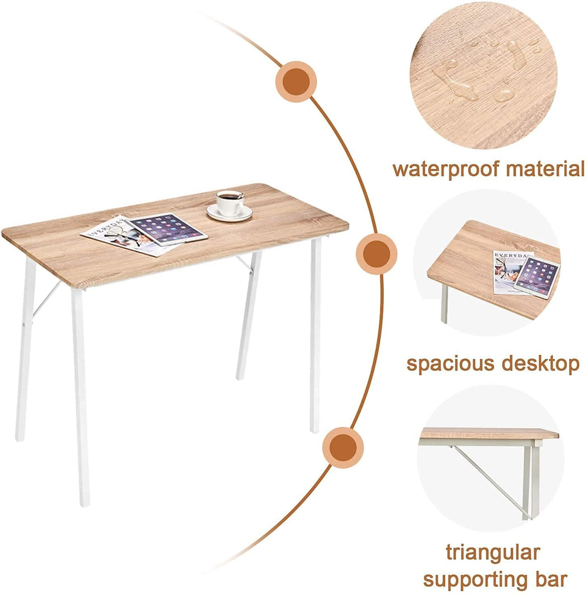 Coavas Computer Desk for Home Office, Modern Wood, White Oak, 39"