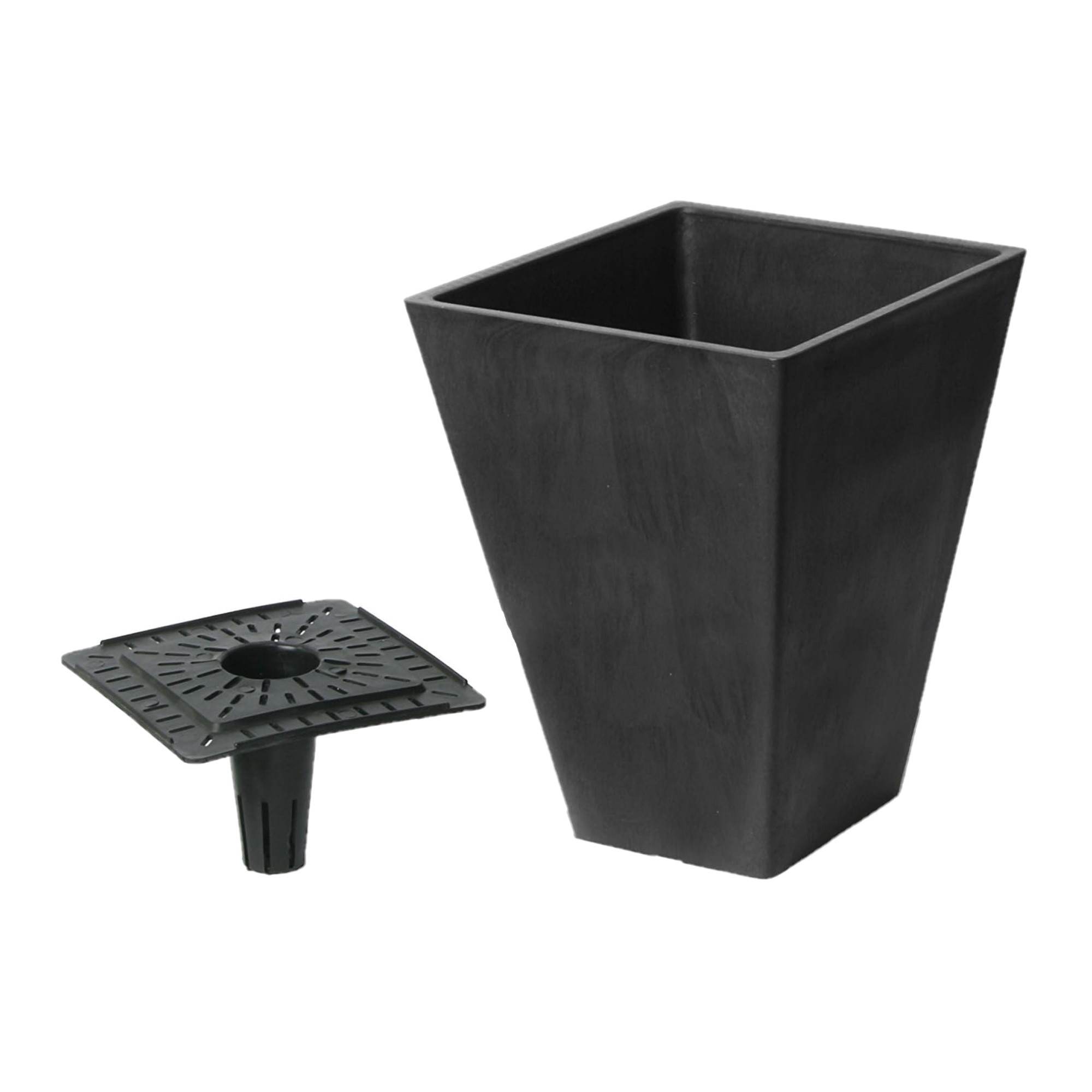 Algreen Valencia Indoor/Outdoor Resin Square Planter with Water Reservoir, Black, 10" x 13"