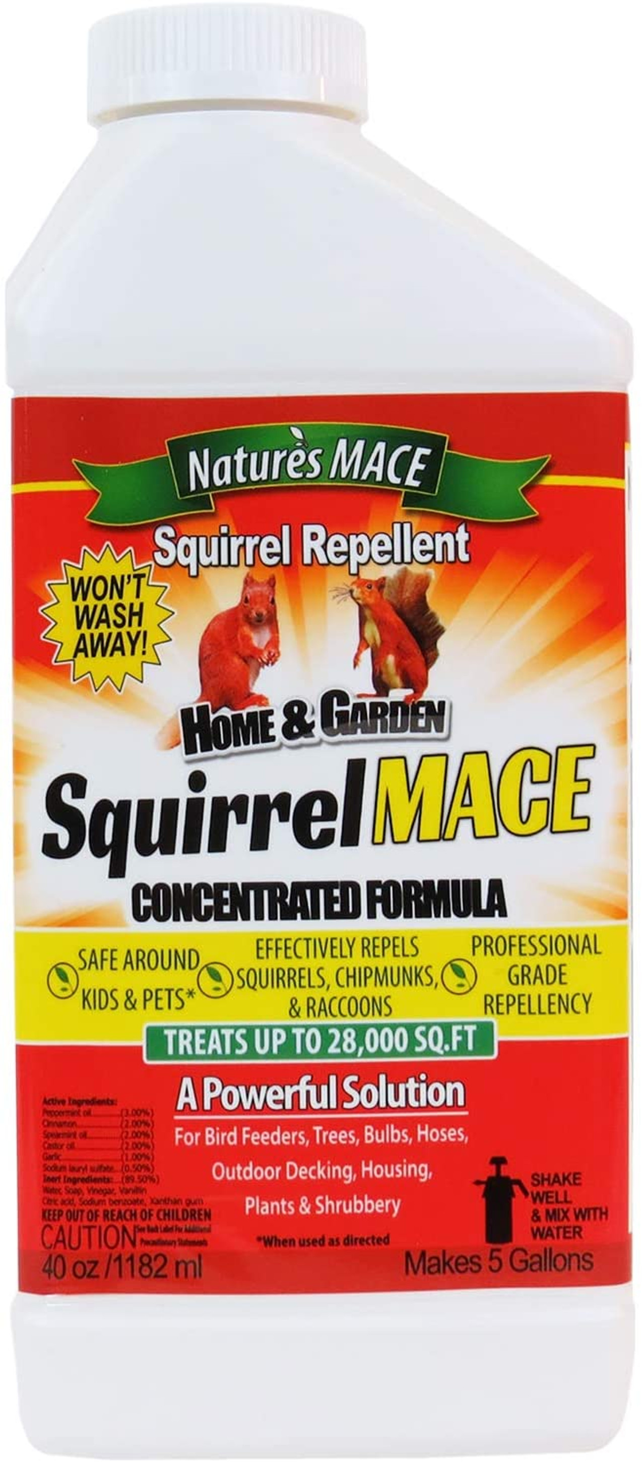 Nature's Mace Squirrel Repellent Concentrate/Covers 28,000 Sq Ft, 40oz