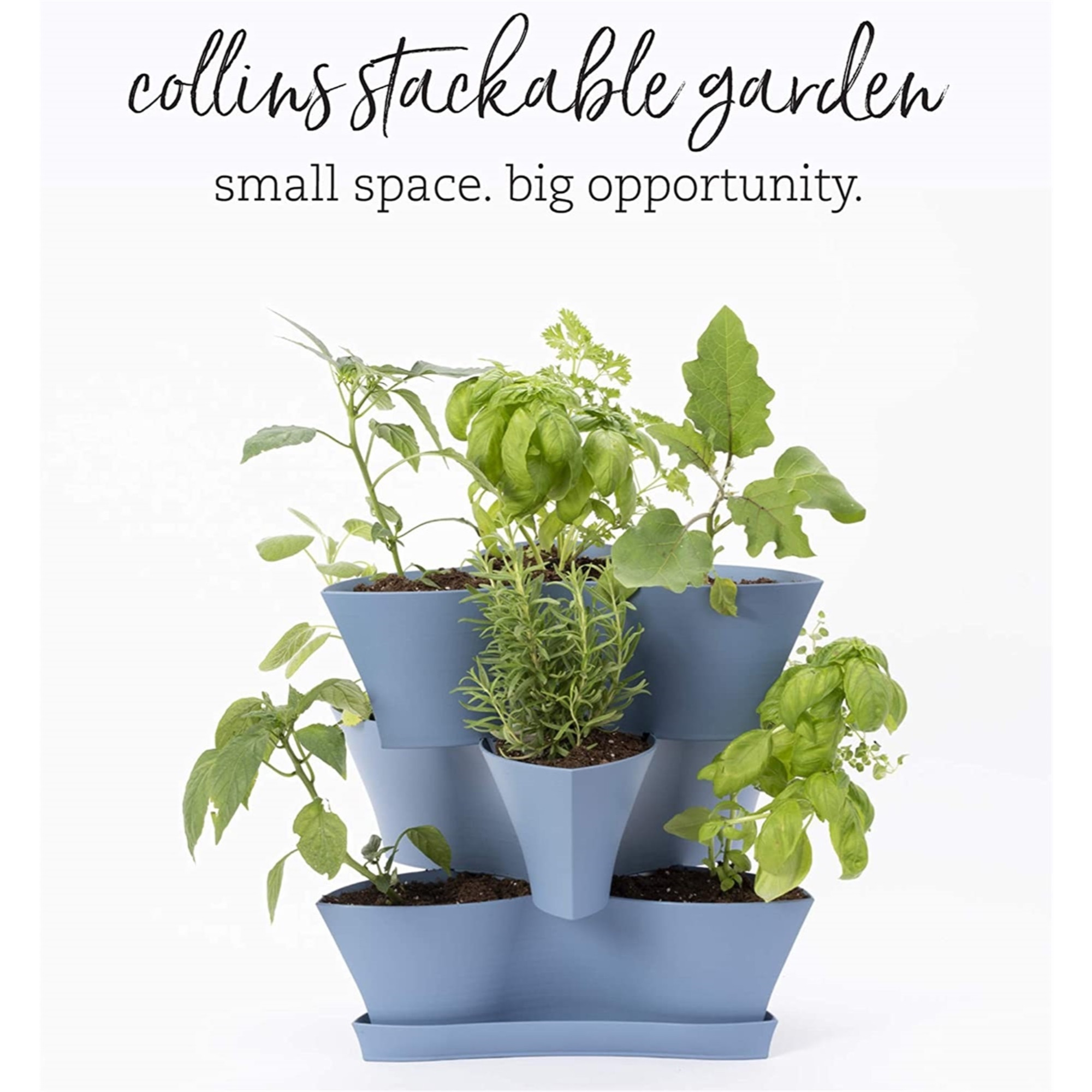 Bloem Collins Modular 2-Tier Multi-Level Vertical Herb Planter, Charcoal