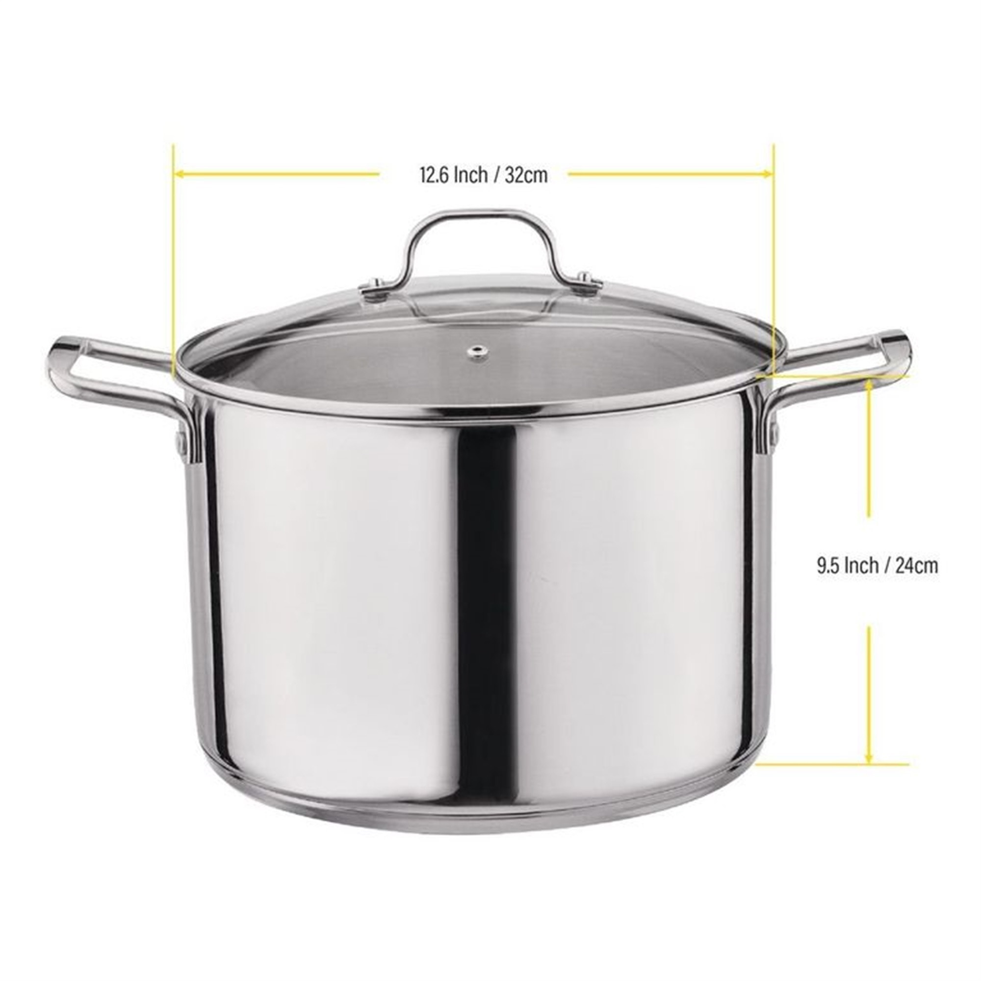 Gourmet Edge Stock Pot - Stainless Steel Cooking Pot with Lid, Silver- 20 Quart