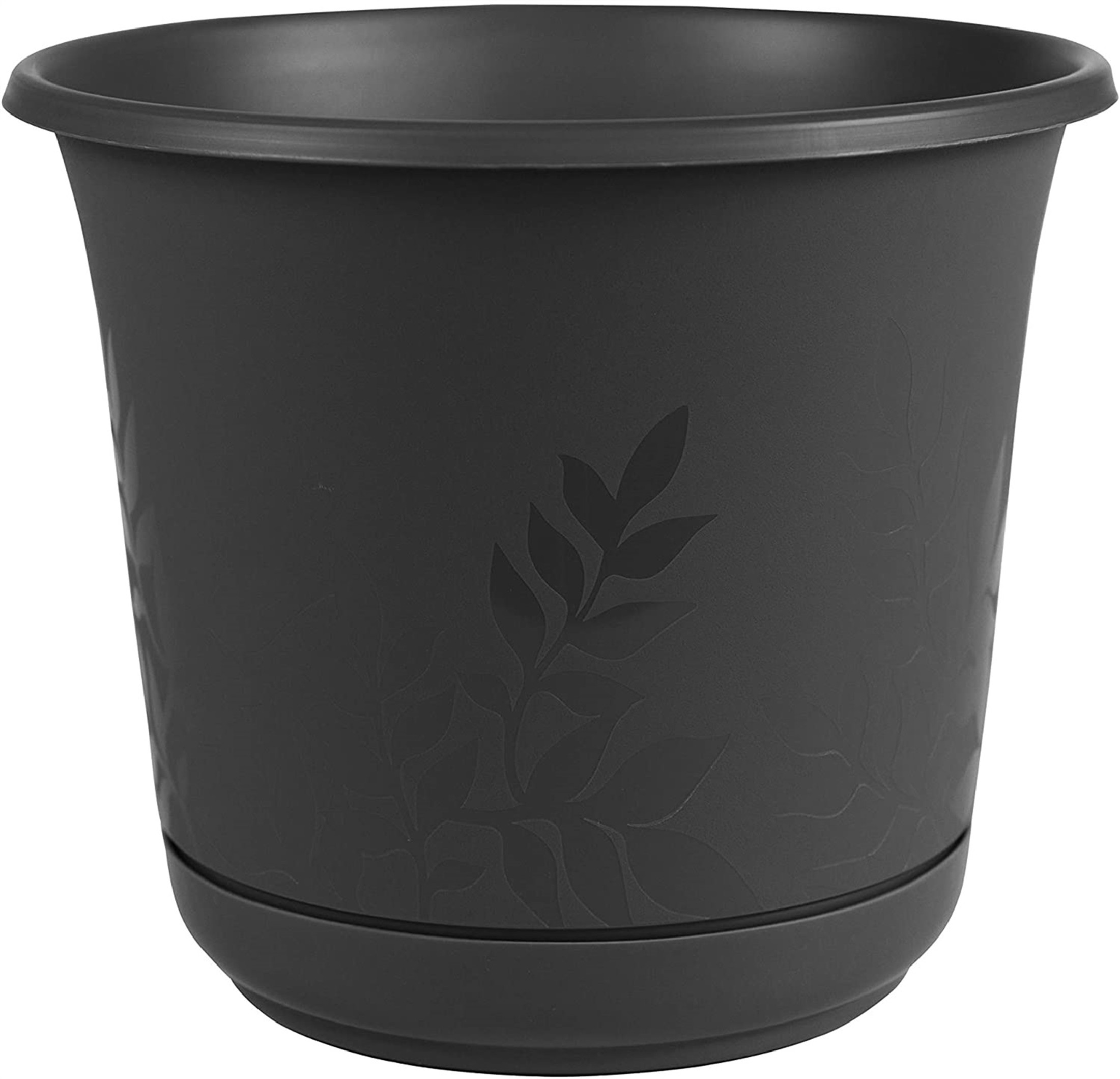 Bloem Fresia Indoor/Outdoor Flower Planter with Saucer, Black - 6"