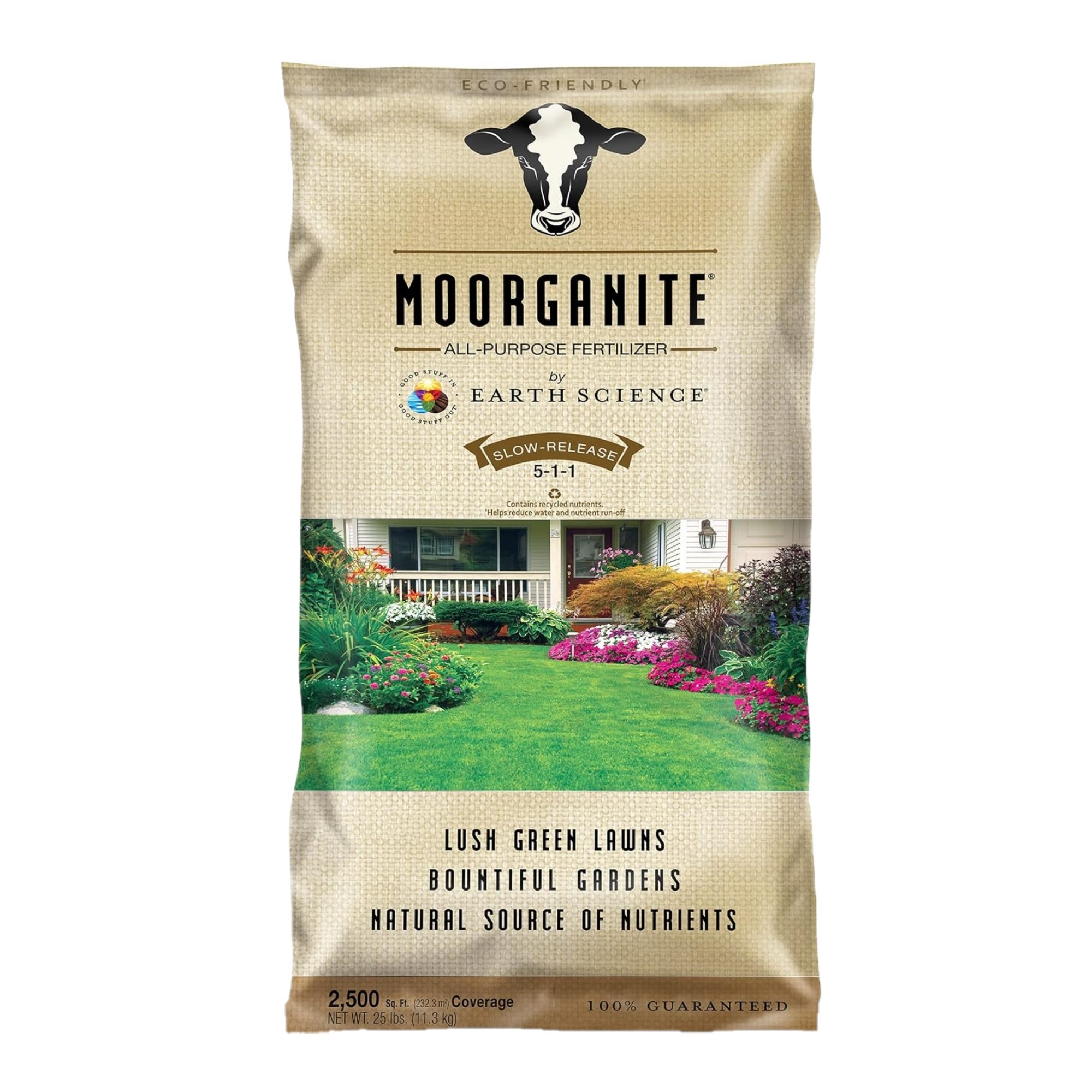 Earth Science Moorganite Lawn & Garden Fertilizer 5-1-1 Plant Food, 25lb Bag (Covers 2500 Square Feet)