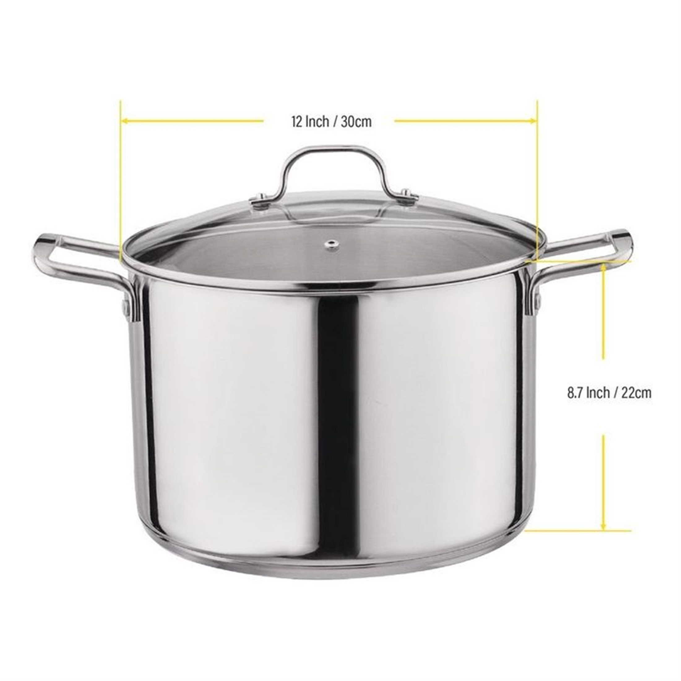 Gourmet Edge Stock Pot - Stainless Steel Cooking Pot with Lid, Silver- 16-Quart