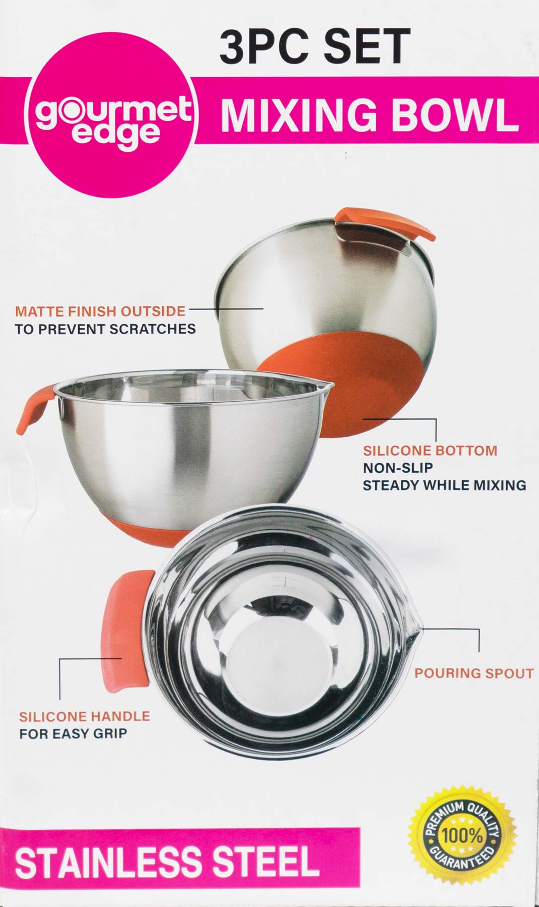 Gourmet Edge Stainless Steel 10 Piece Nested Mixing Bowl Set