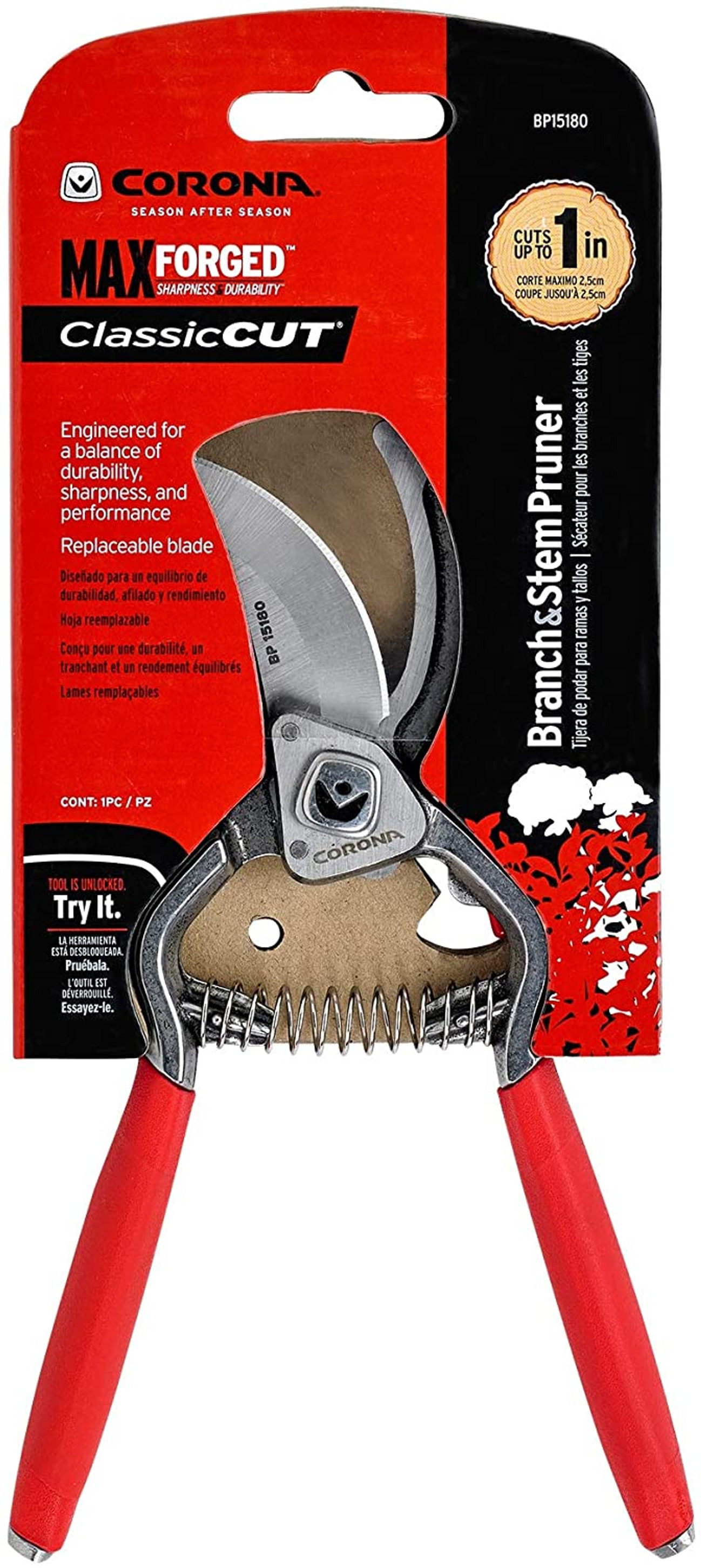 Corona Forged Steel ClassicCUT Bypass Hand Pruner-1" Cut Stem/Branch Shears