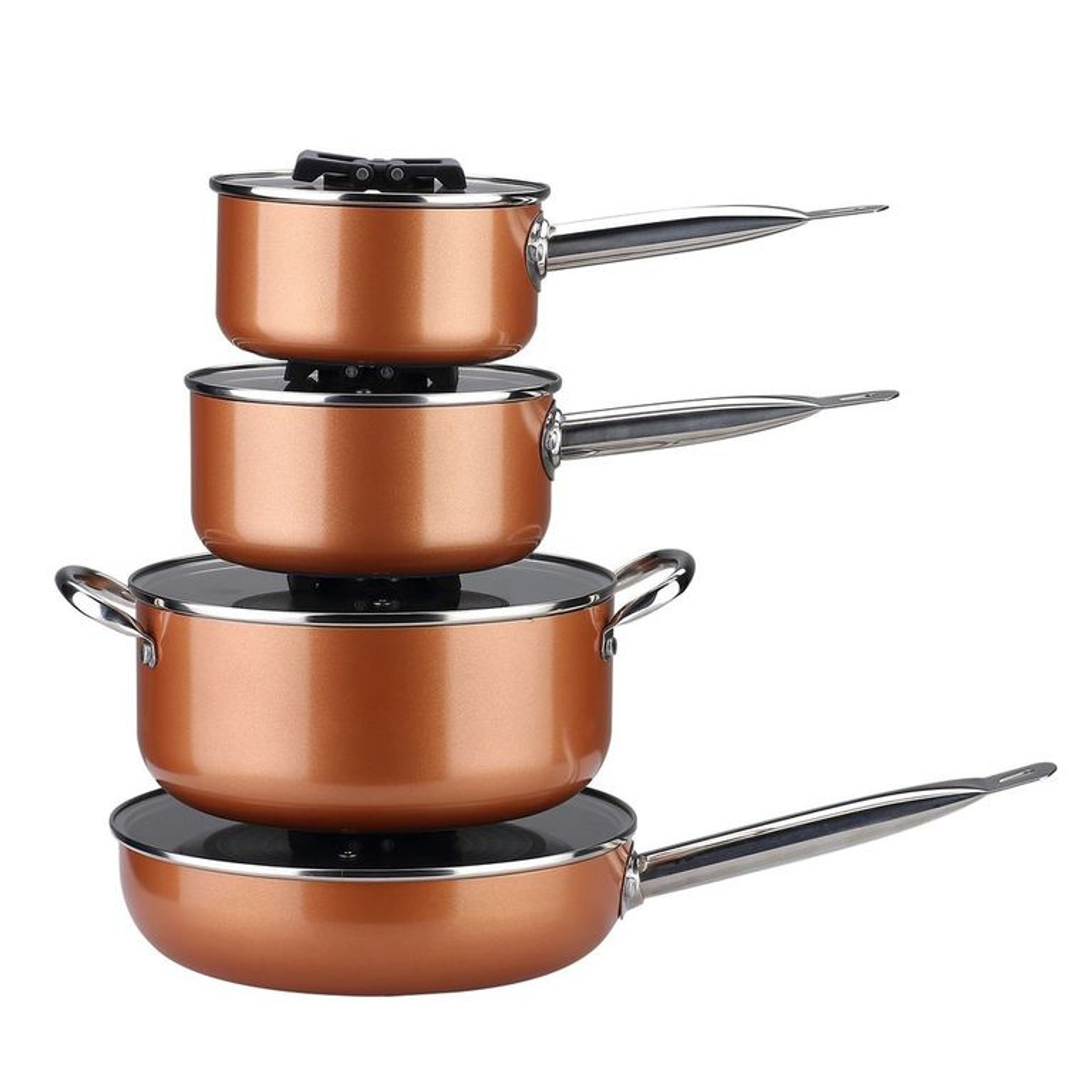 Gourmet Edge Stackable Stainless Steel Nonstick Cookware Set, Pots