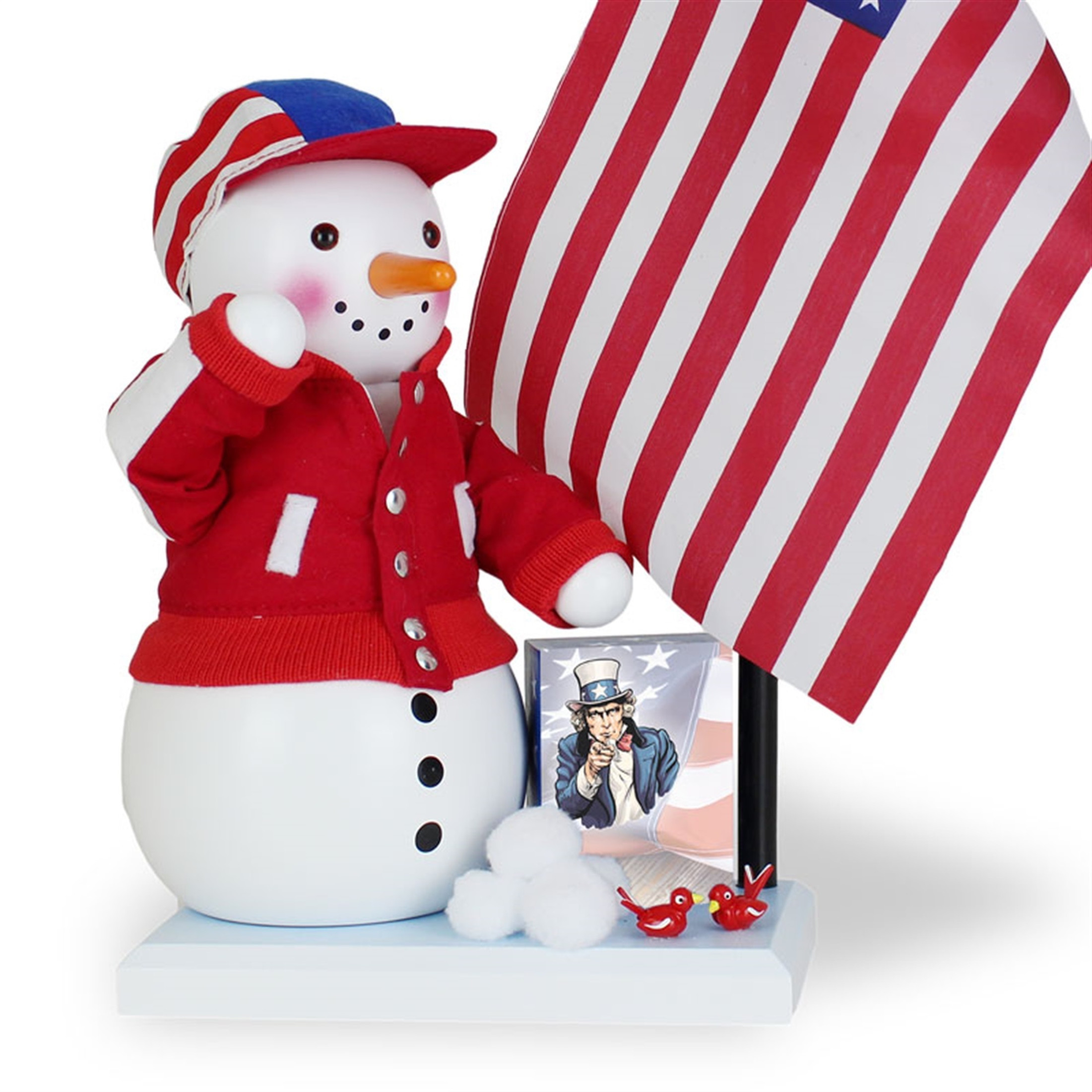 Steinbach Limited Edition Snowman Series Nutcracker, Musical Patriot Snowman, 18"