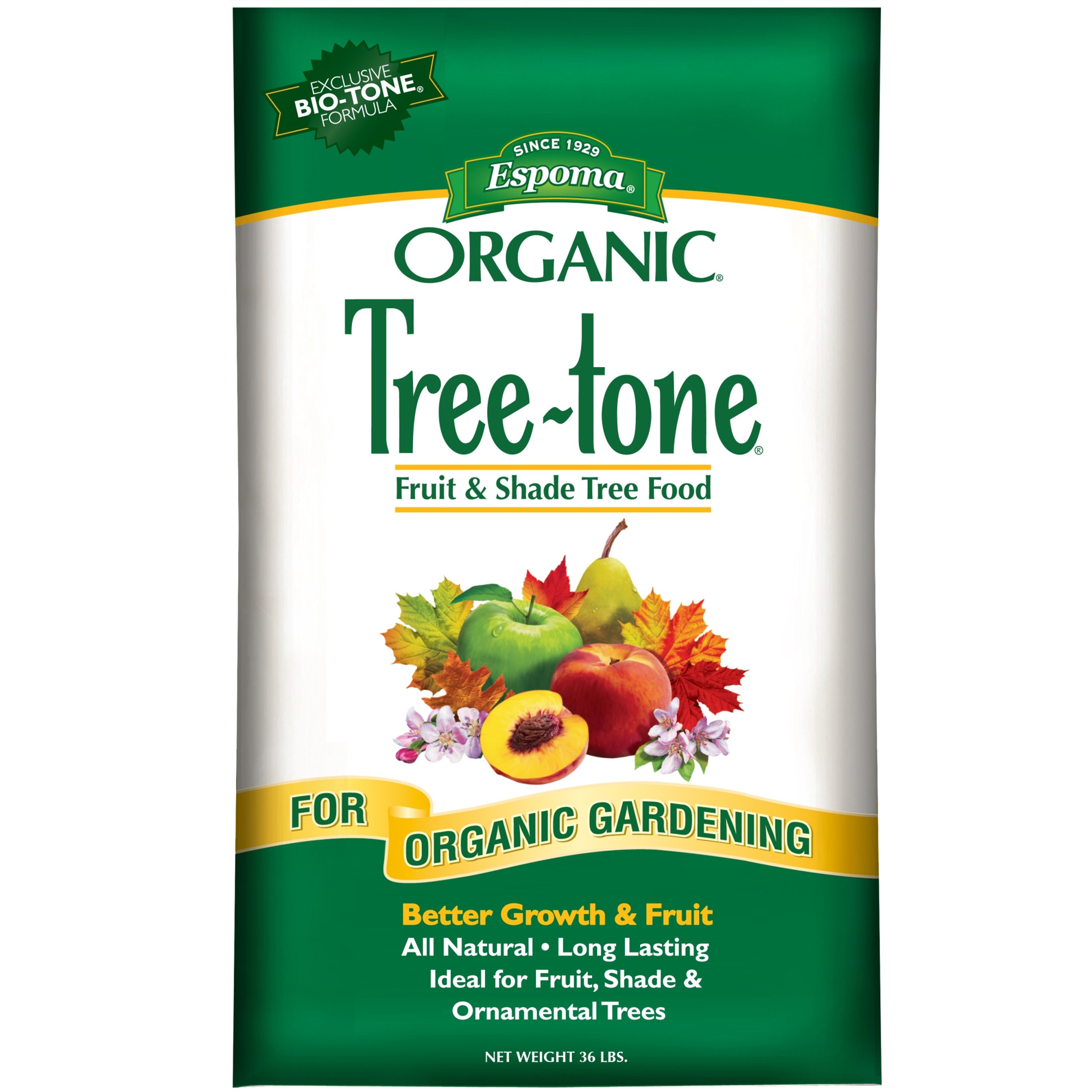 Espoma Organic Tree-tone 6-3-2 Natural & Organic Plant Food for All Trees; Use for Fruit Trees Like Peach & Apple Trees and All Shade Trees, 36lbs (Repaired)