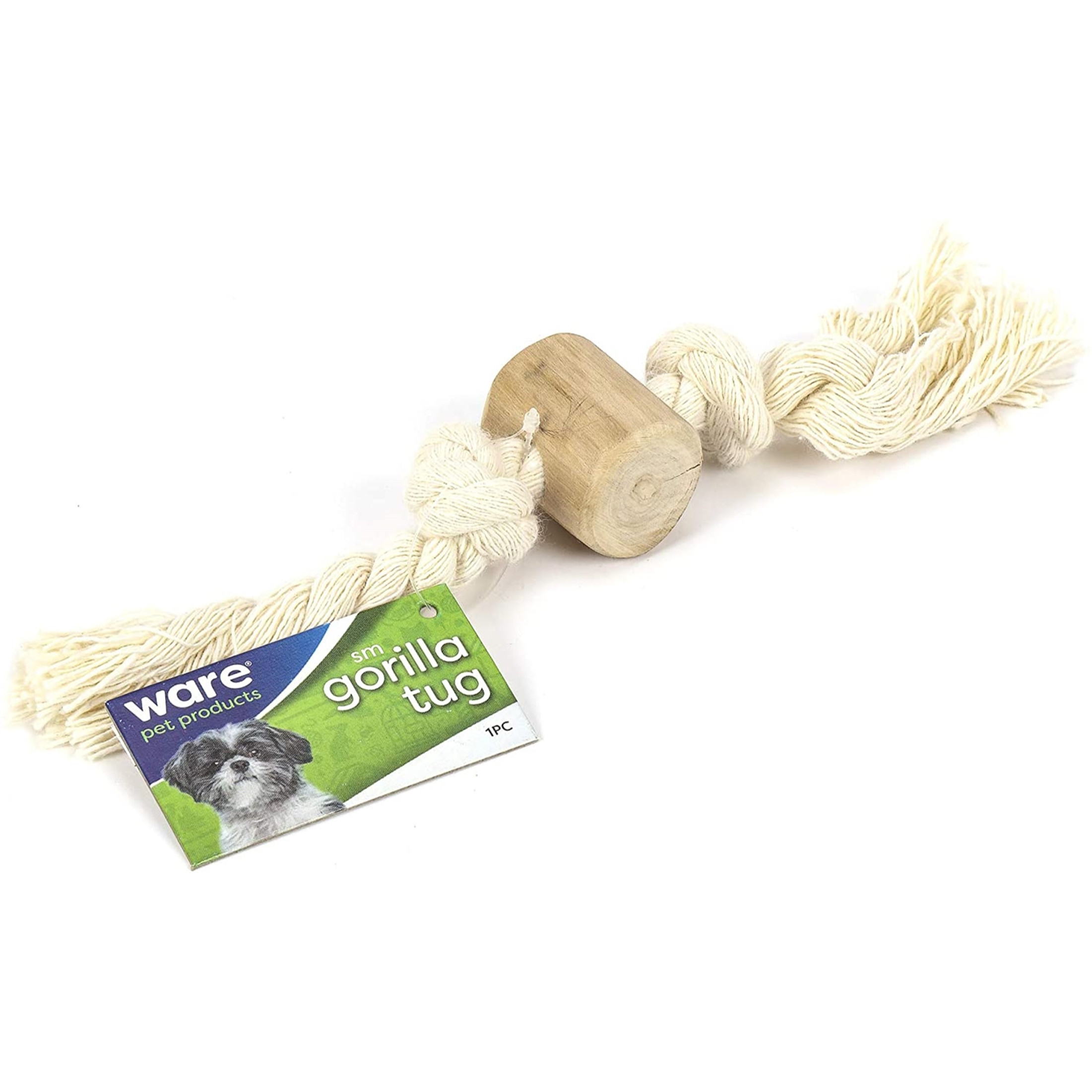 Ware Gorilla Tug, Java Wood on Rope Chew Toy for Dogs, Large, 13.75" Ware Gorilla Tug, Java Wood on Rope Chew Toy for Dogs, Large, 13.75"