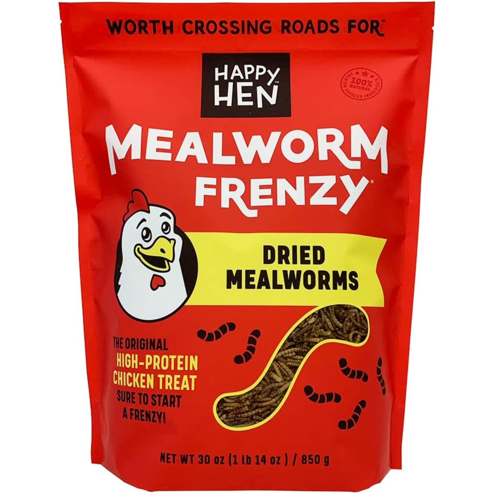 Happy Hen Treats Mealworm Frenzy – 100% Natural Dried Mealworms – High-Protein Poultry Snack, 30oz