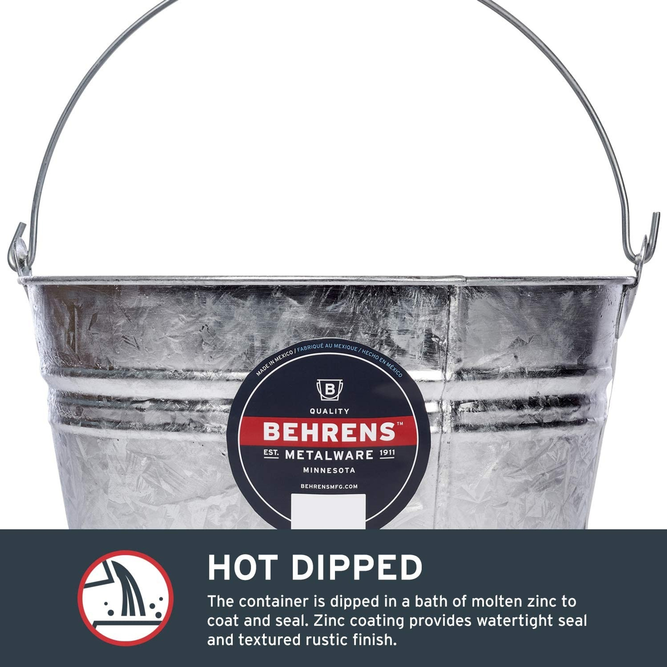 Behrens Hot Dipped Galvanized Steel Utility Pail, Silver - 4.25 Gallon Capacity