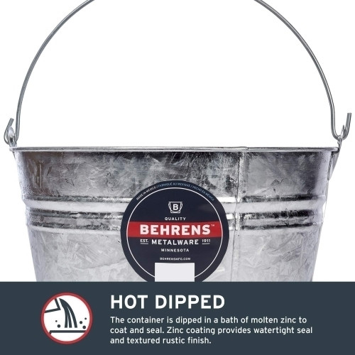 Behrens Hot Dipped Galvanized Steel Utility Pail, Silver - 4.25 Gallon Capacity