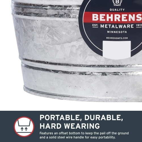 Behrens Hot Dipped Galvanized Steel Utility Pail, Silver - 4.25 Gallon Capacity