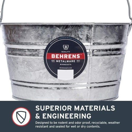 Behrens Hot Dipped Galvanized Steel Utility Pail, Silver - 4.25 Gallon Capacity