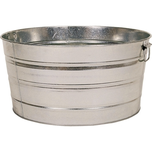 Behrens Round Galvanized Steel Tub — Multi-Purpose Silver Utility Tub, 15 Gallon