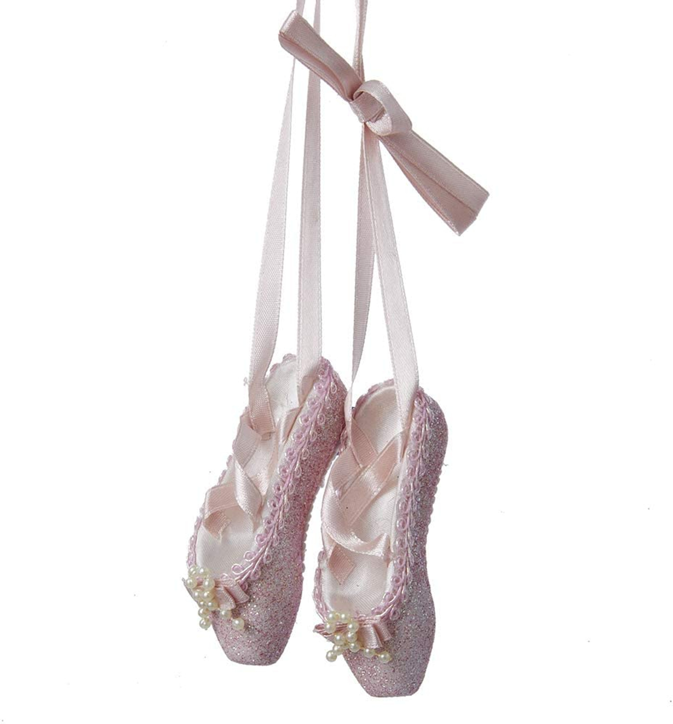 Kurt Adler Pink Glitter Hanging Ballet Shoes Christmas Ornament, 8"