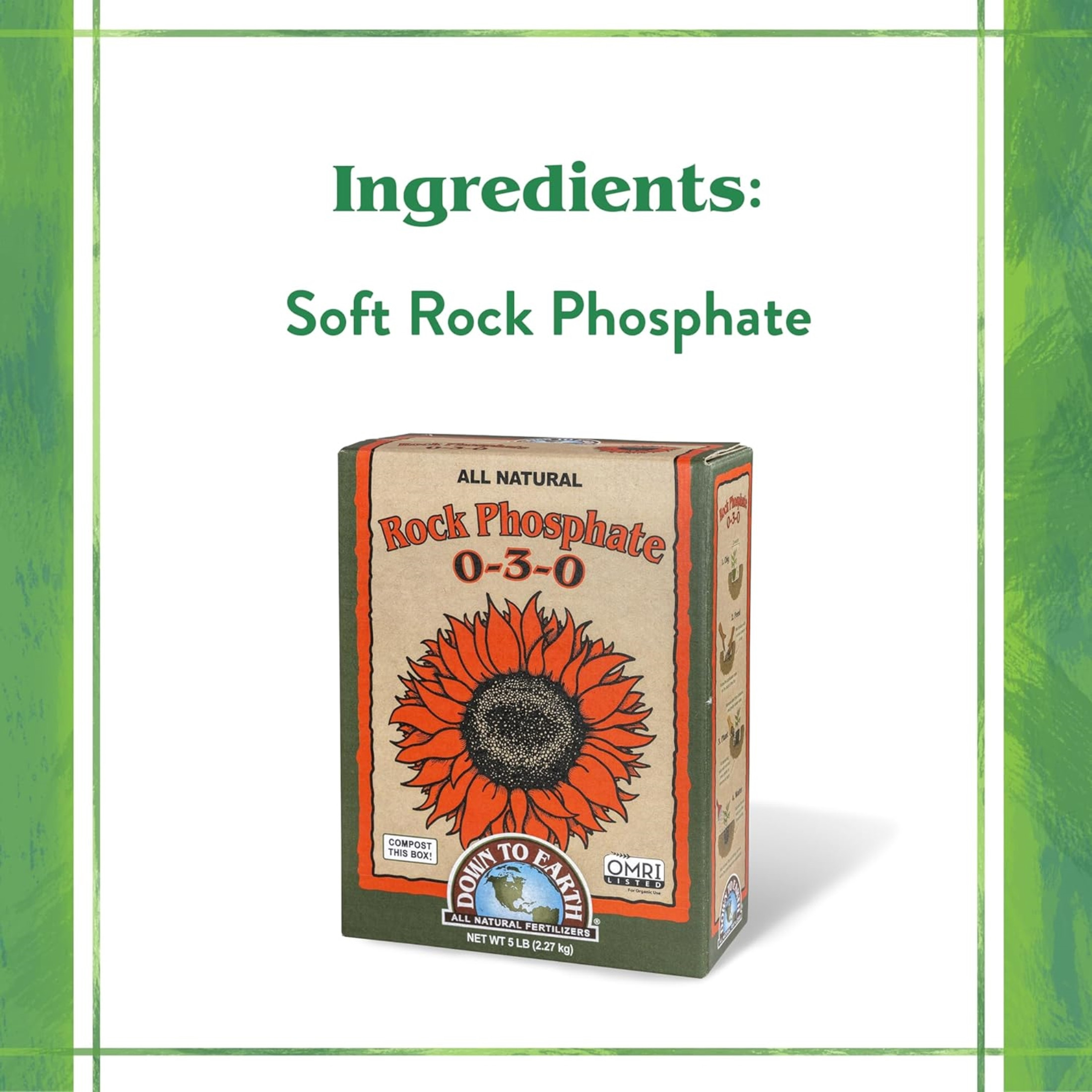 Down To Earth Organic Rock Phosphate Fertilizer 0-3-0, 5 lb