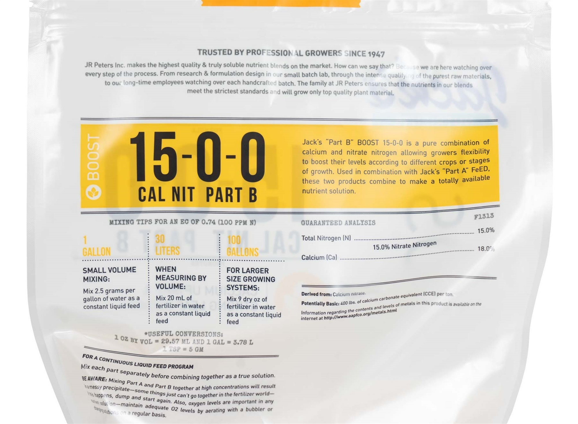 Jack's Nutrients Calcium Nitrate Hydroponic Fertilizer Part A And B Dual Pack, 4.4 Pounds Total (2 Pack)