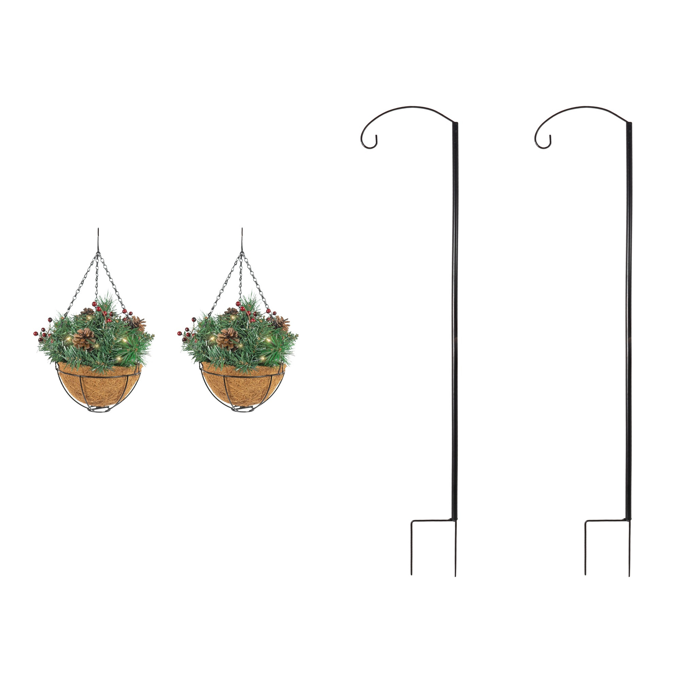 Equinox 2 Holiday Wonderland Artificial Christmas Hanging Baskets with Shepherd's Hooks (Pack of 2) Equinox 2 Holiday Wonderland Artificial Christmas Hanging Baskets with Shepherd's Hooks (Pack of 2)