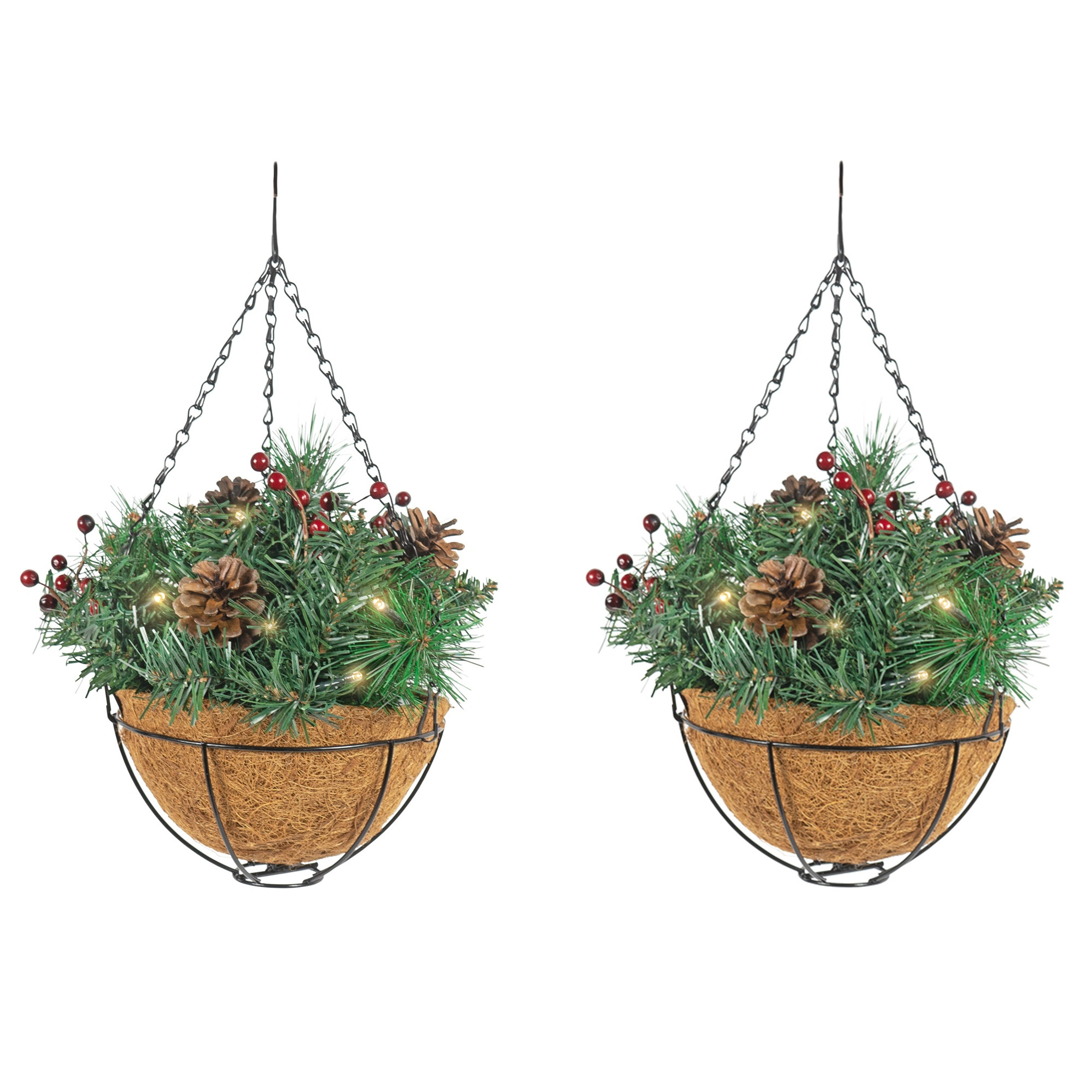 Equinox 2 Holiday Wonderland Artificial Christmas Hanging Baskets with Shepherd's Hooks (Pack of 2) Equinox 2 Holiday Wonderland Artificial Christmas Hanging Baskets with Shepherd's Hooks (Pack of 2)