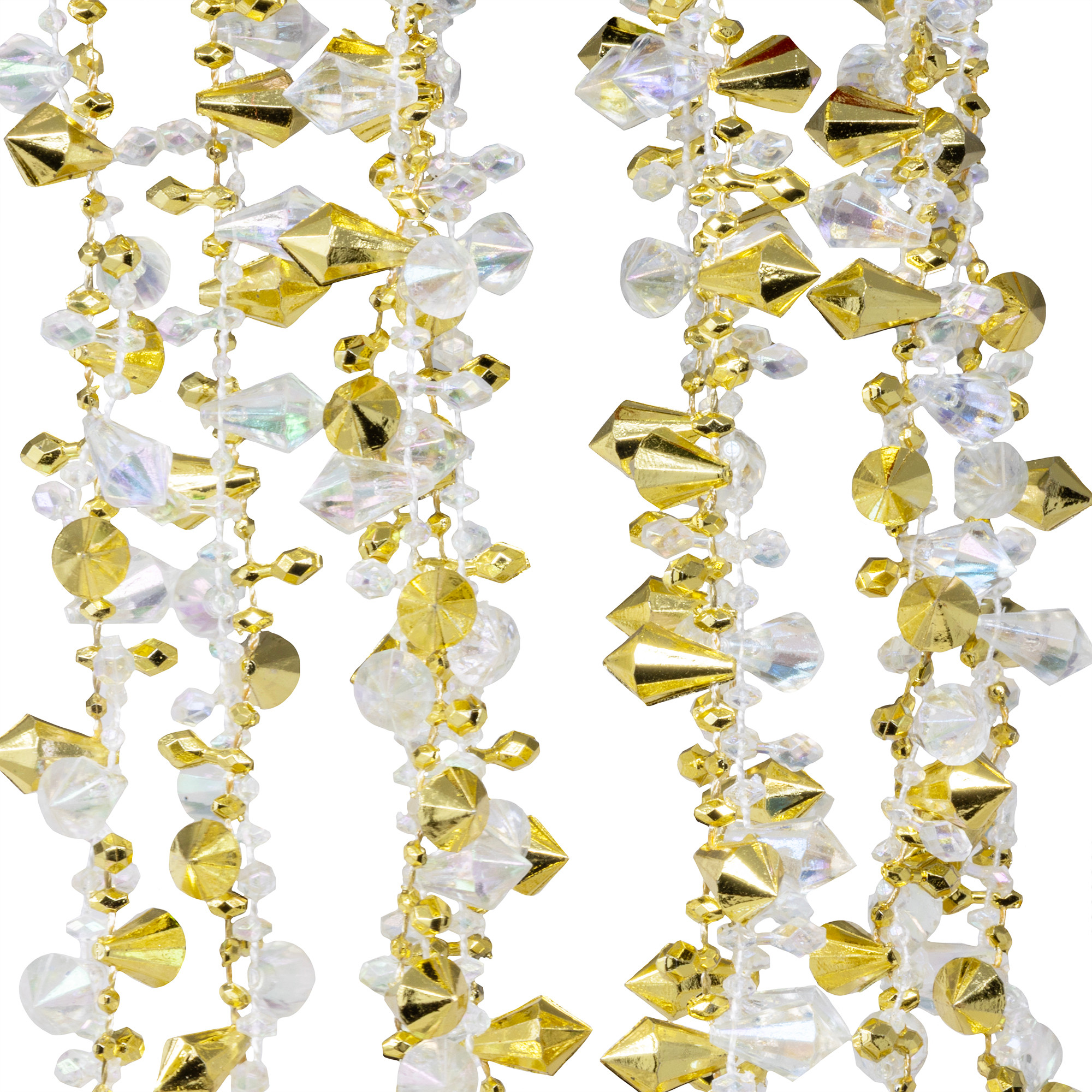 Kurt Adler Christmas Decoration, Twinkling Beaded Garland, Gold, 9ft