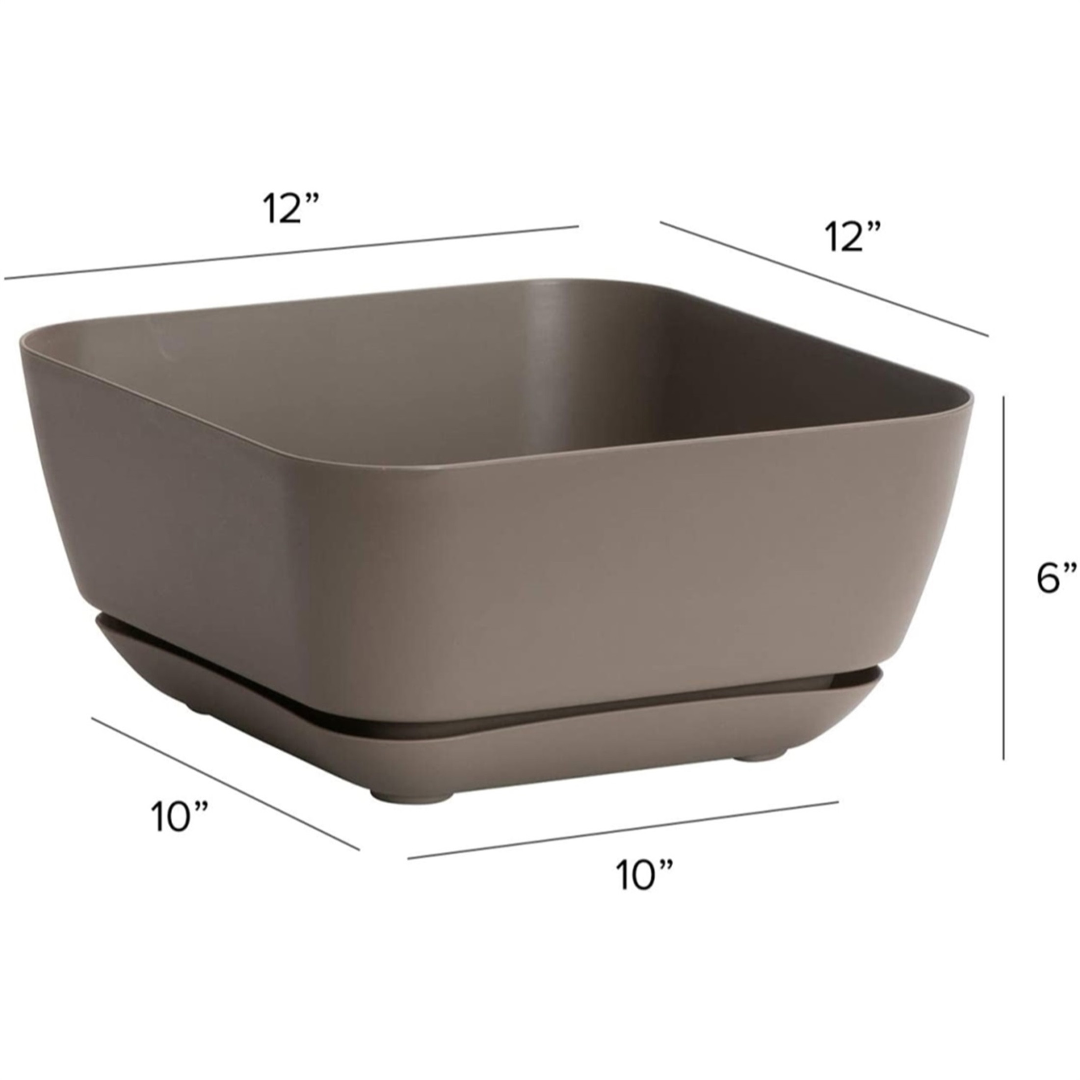 Novelty Garden Square Out/Indoor Resin Planter Flower Pot, Taupe, 12"