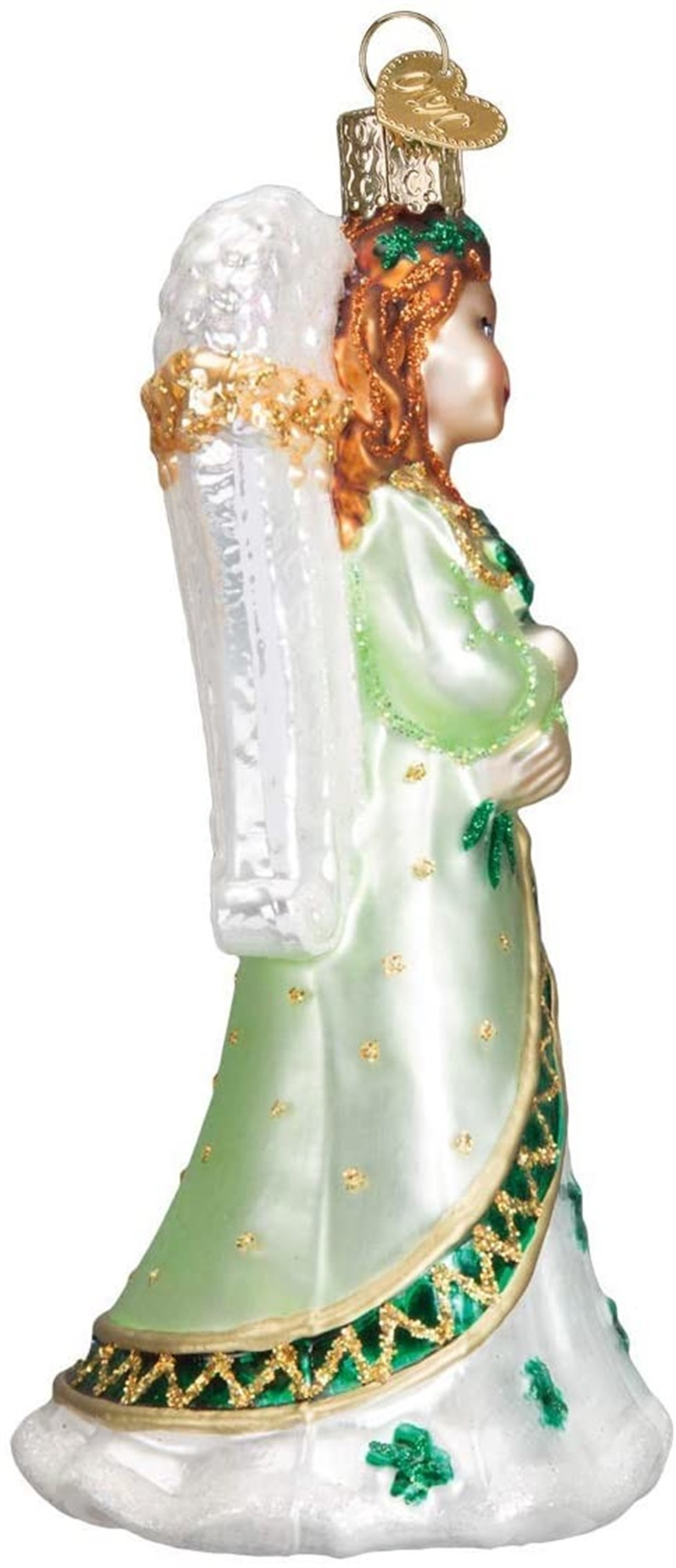 Old World Christmas Glass Blown Ornament, Irish Angel (With OWC Gift Box)