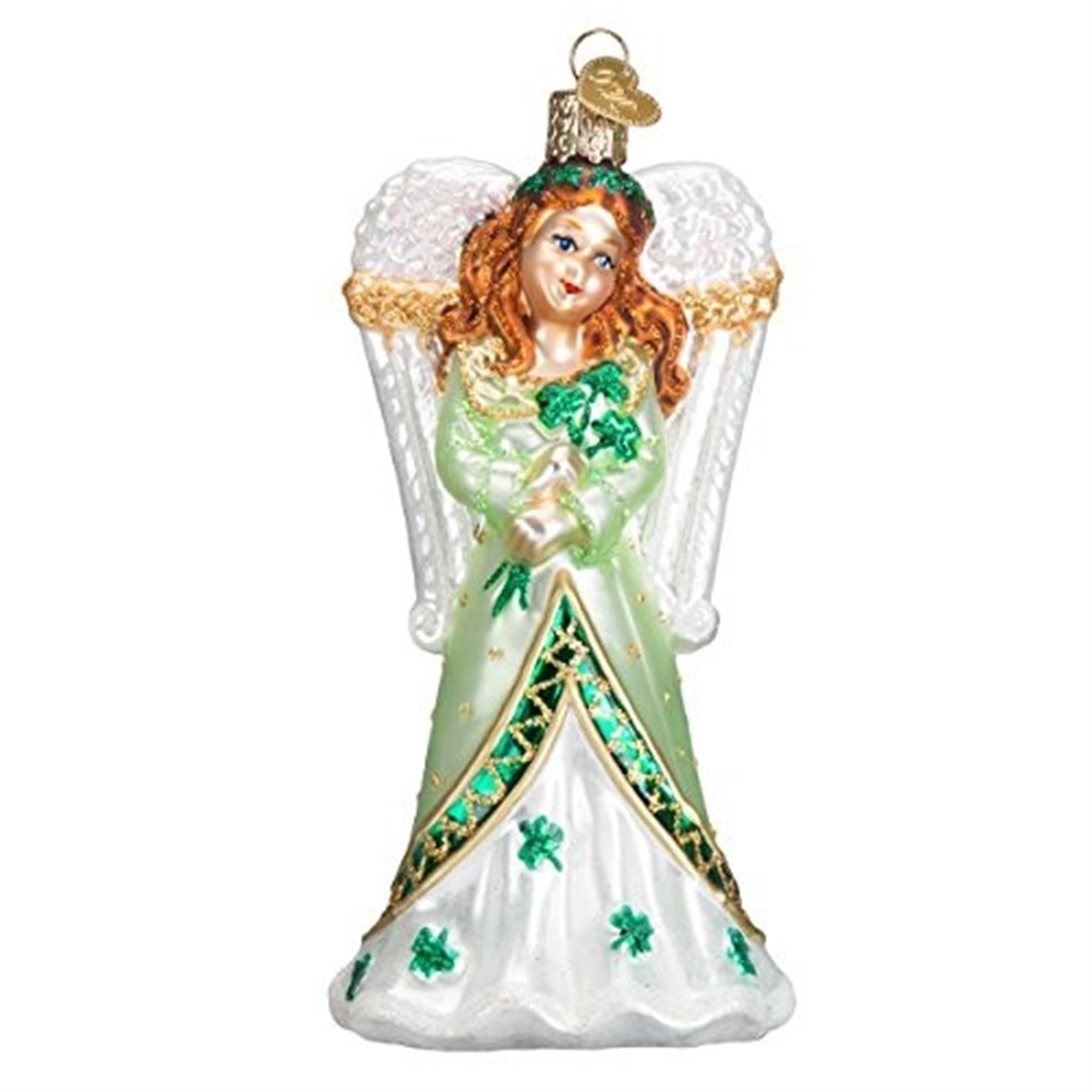 Old World Christmas Blown Glass Ornament for Christmas Tree, Irish Angel