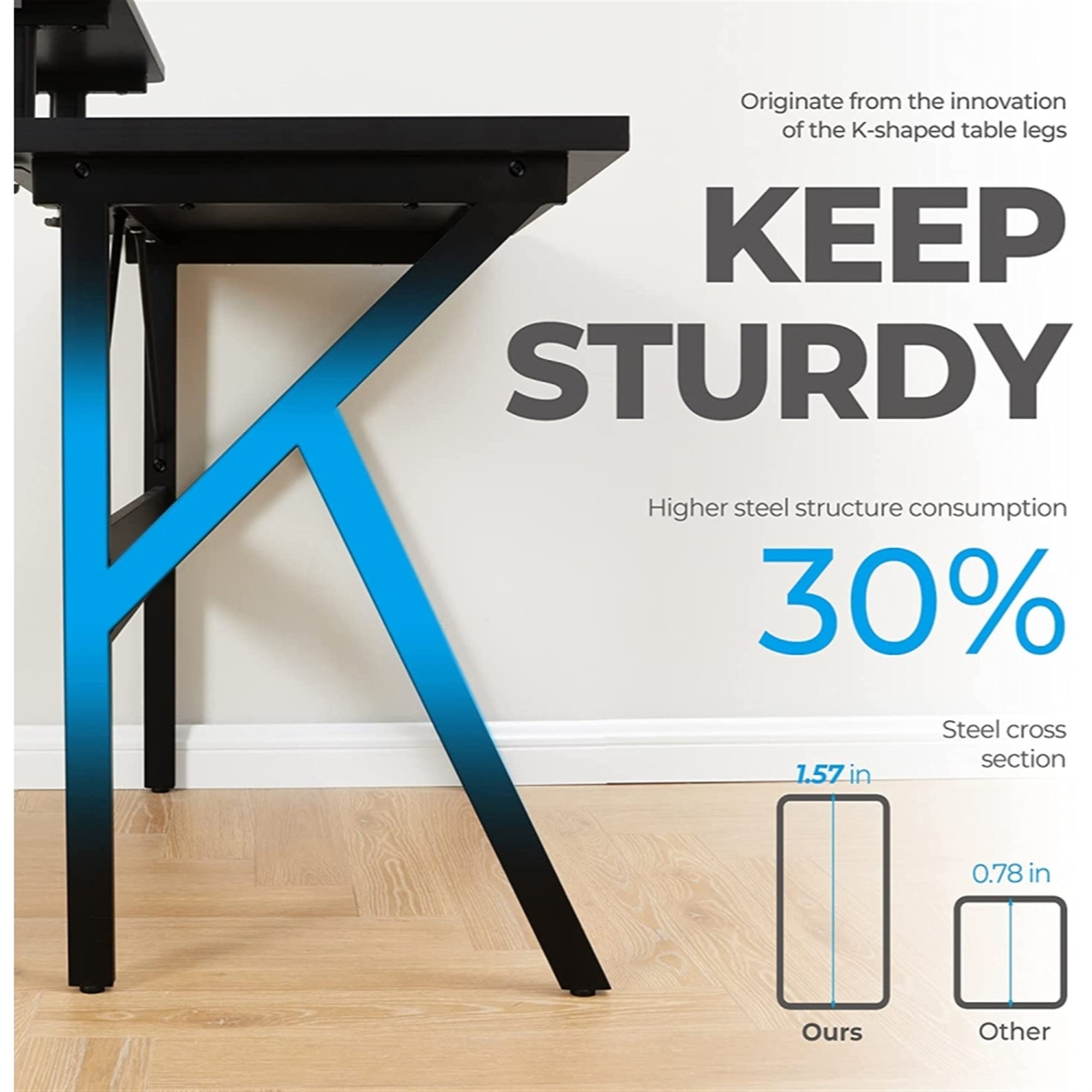 Greenforest Home Office Desk W/ Monitor Shelf, Computer/Gaming Desk, Black, 47"