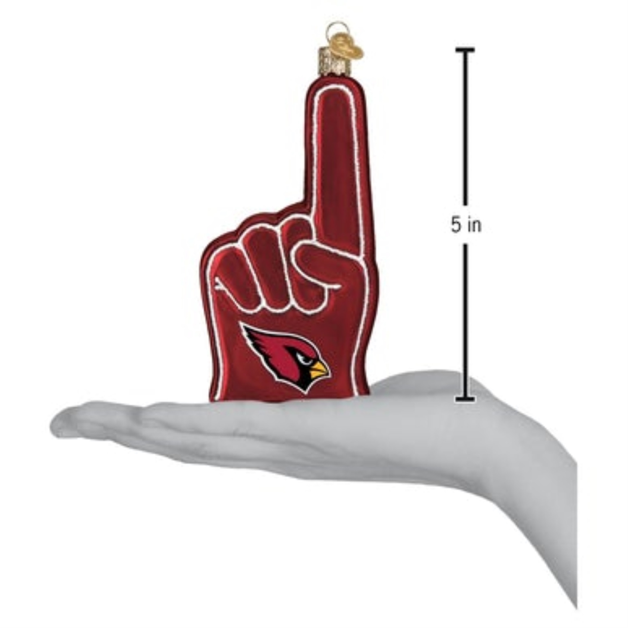 Old World Christmas Glass Blown Ornament, Arizona Cardinals Foam Finger (With OWC Gift Box)