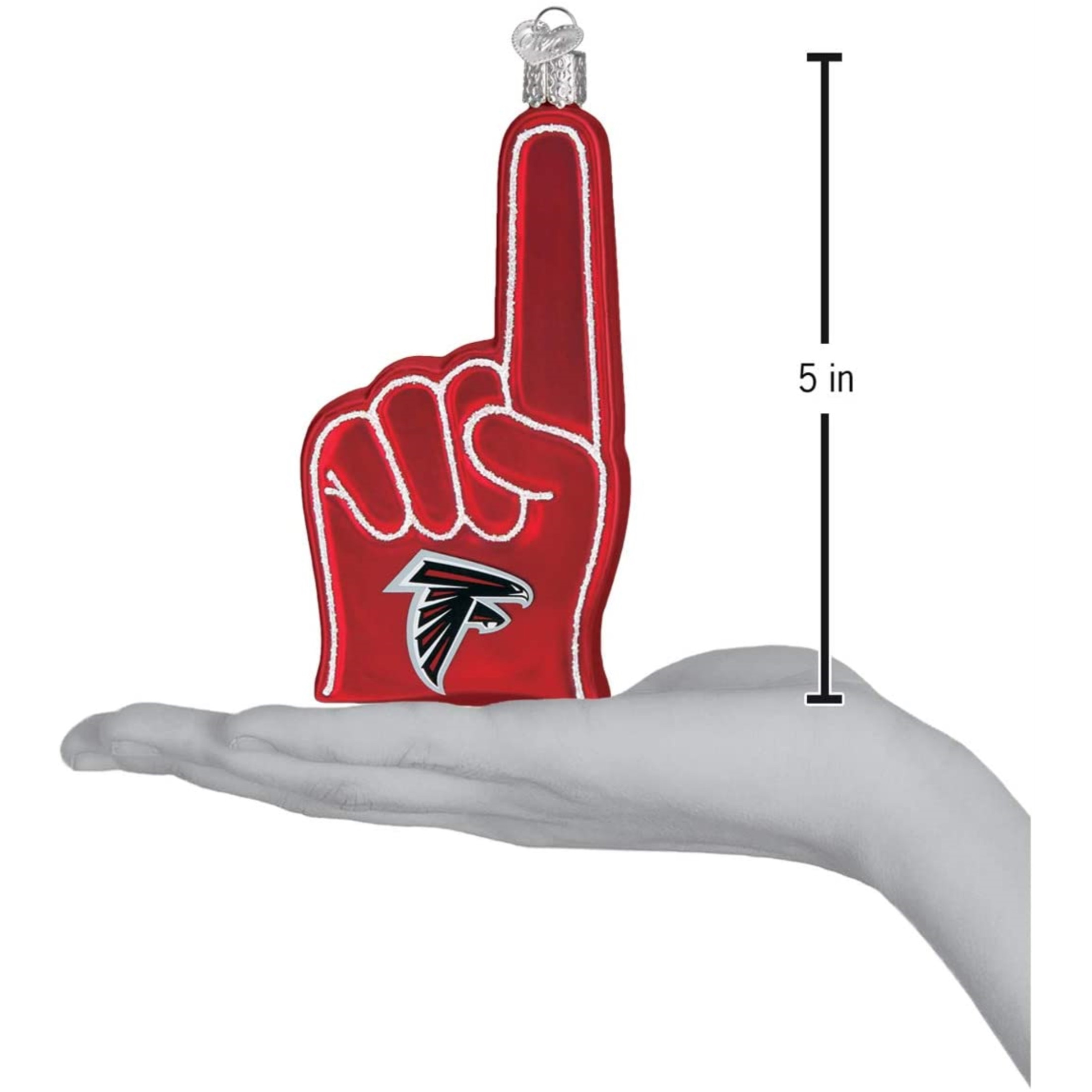 Old World Christmas Glass Blown Ornament For Christmas Tree, Atlanta Falcons Foam Finger (With OWC Gift Box)