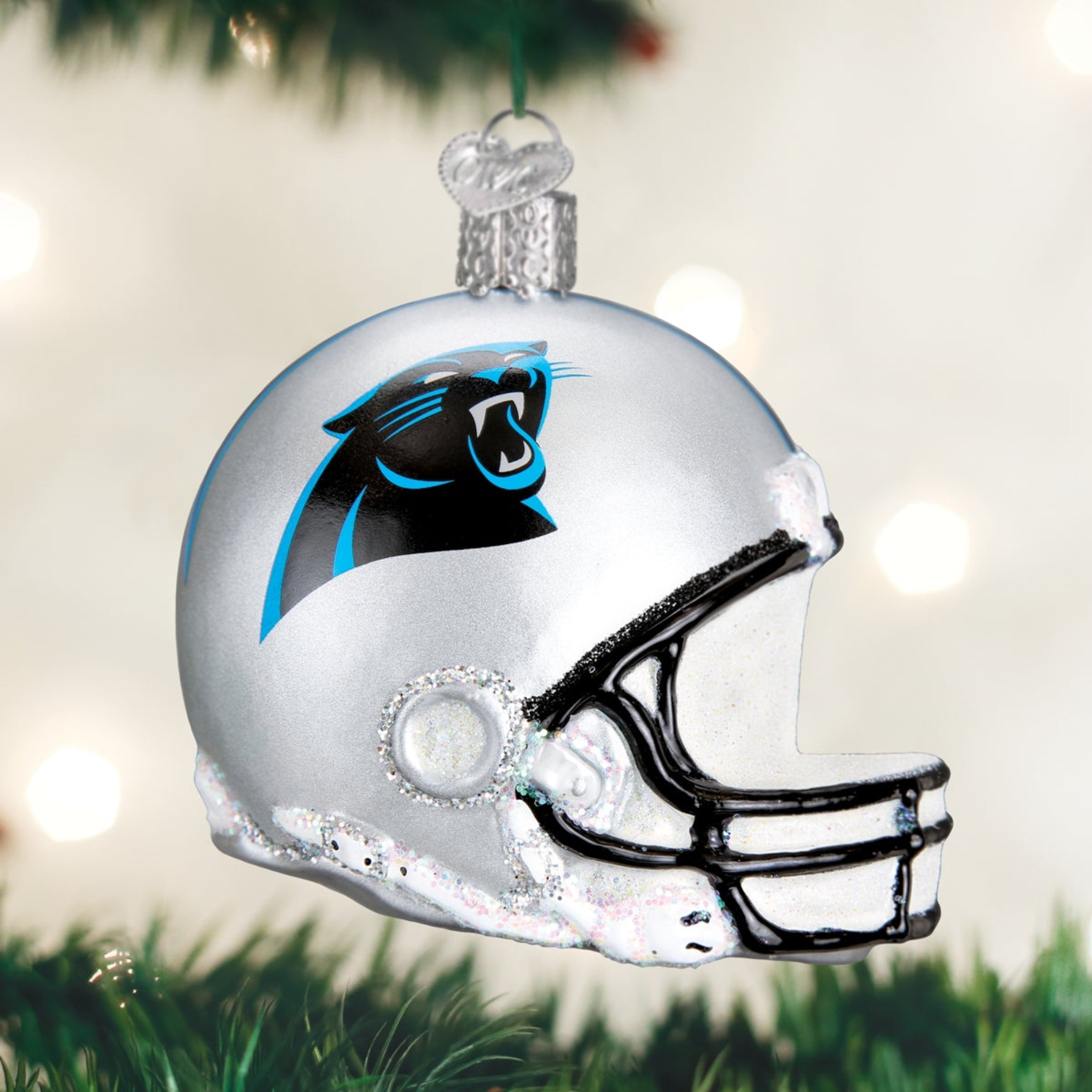 Old World Christmas Glass Blown Christmas Ornament, Carolina Panthers Helmet (With OWC Gift Box)