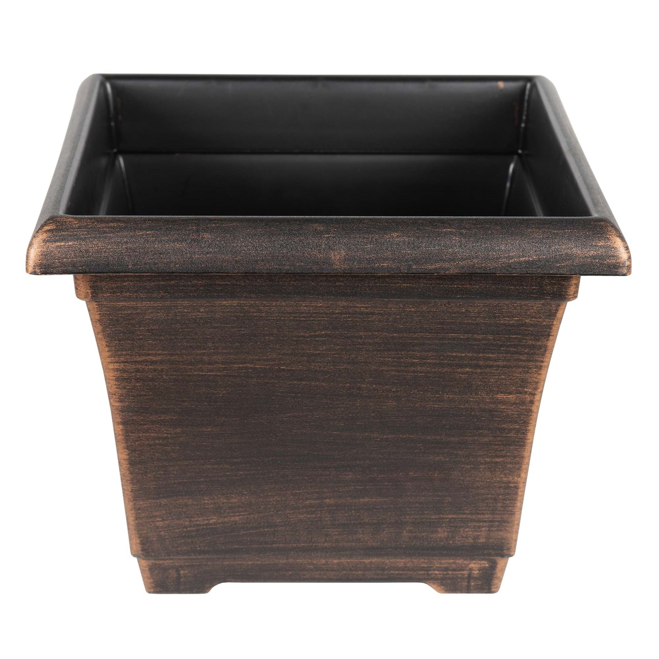 Garden Elements Indoor/Outdoor Outdoor Large Square Plastic Planter, Bronze, 14"