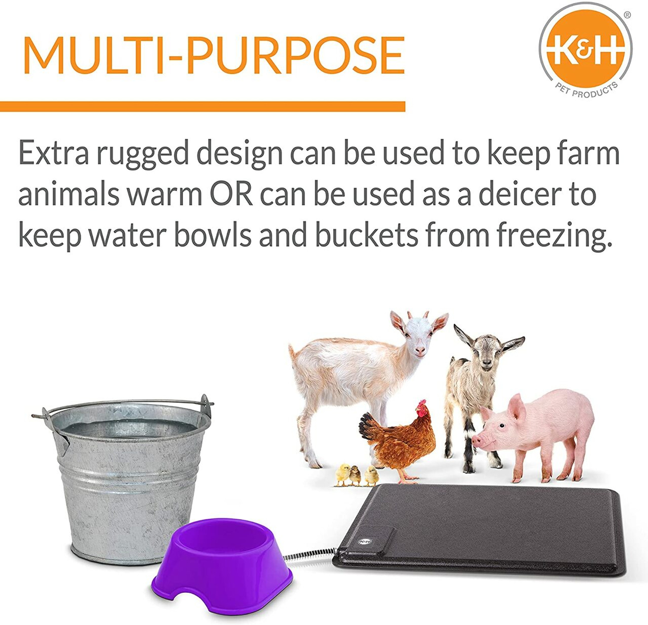 K&H Pet Products Thermo-Farm Animal Heated Mat for Hogs, Goats, Chickens
