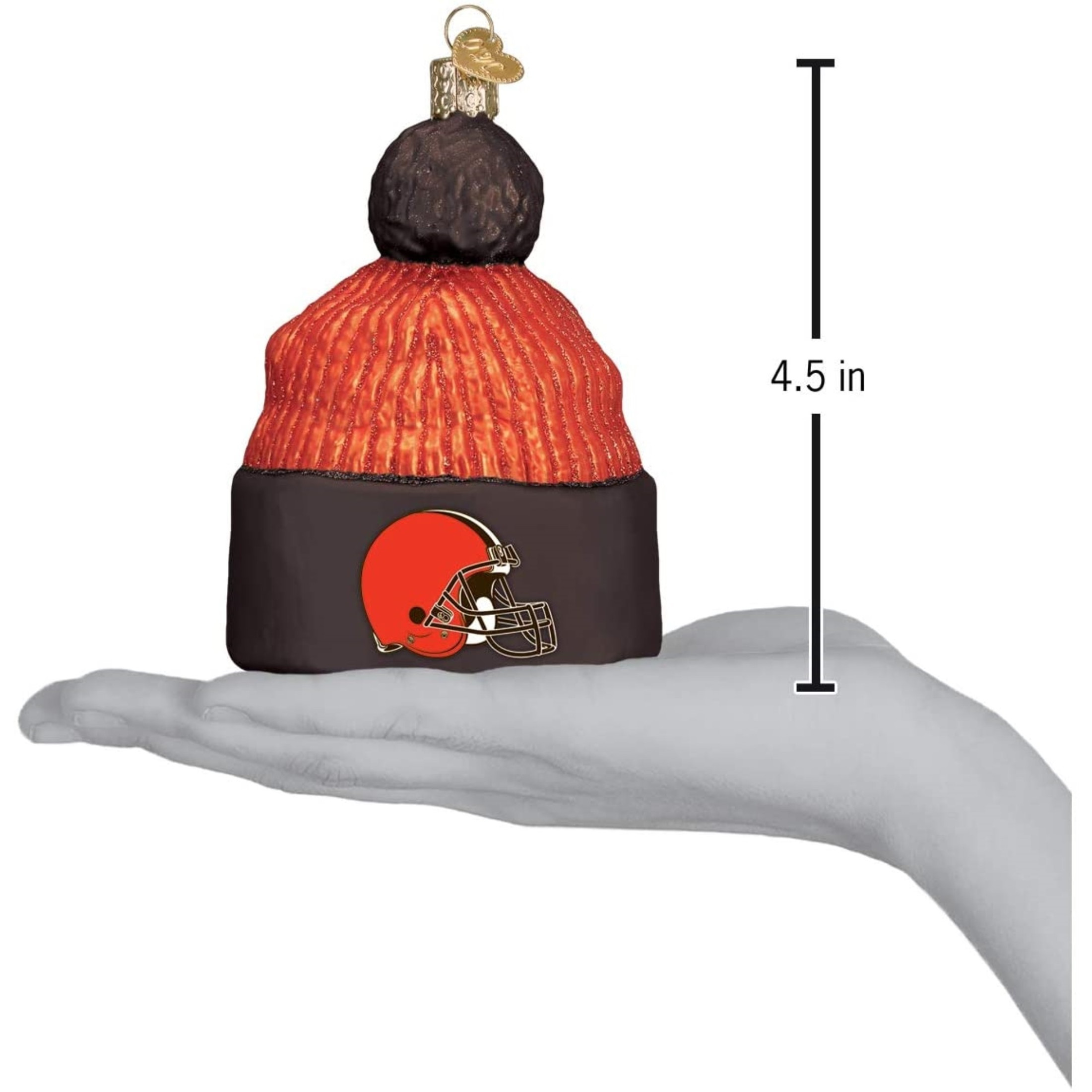 Old World Christmas Blown Glass Ornament for Christmas Tree, Cleveland Browns Beanie