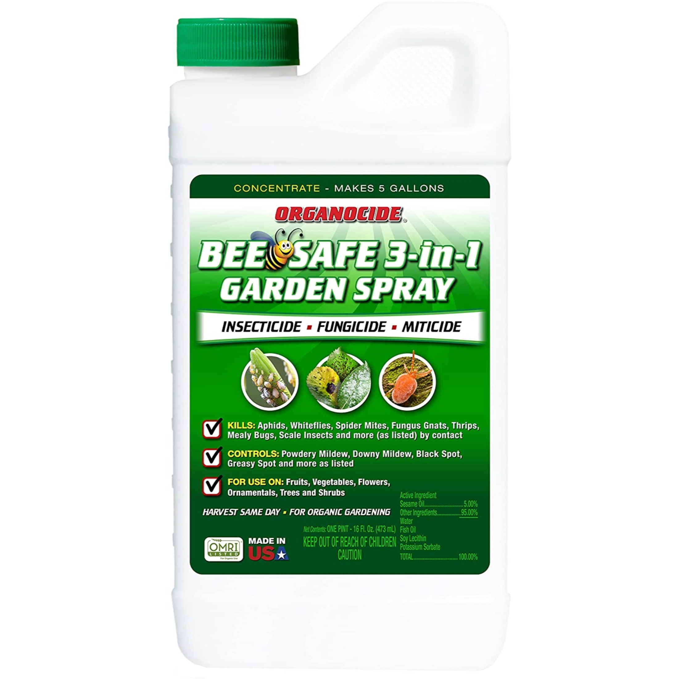 ORGANIC LABORATORIES, INC. 100-011 Bee Safe 3-in-1 Garden Spray, White