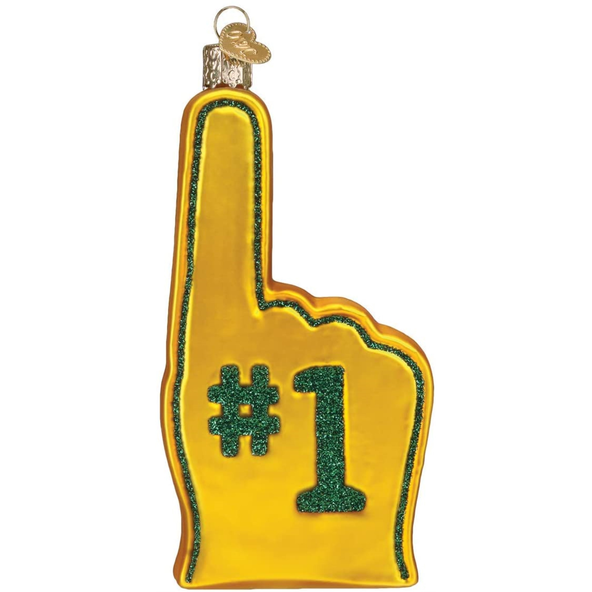 Old World Christmas Blown Glass Ornament, Green Bay Packers Foam Finger