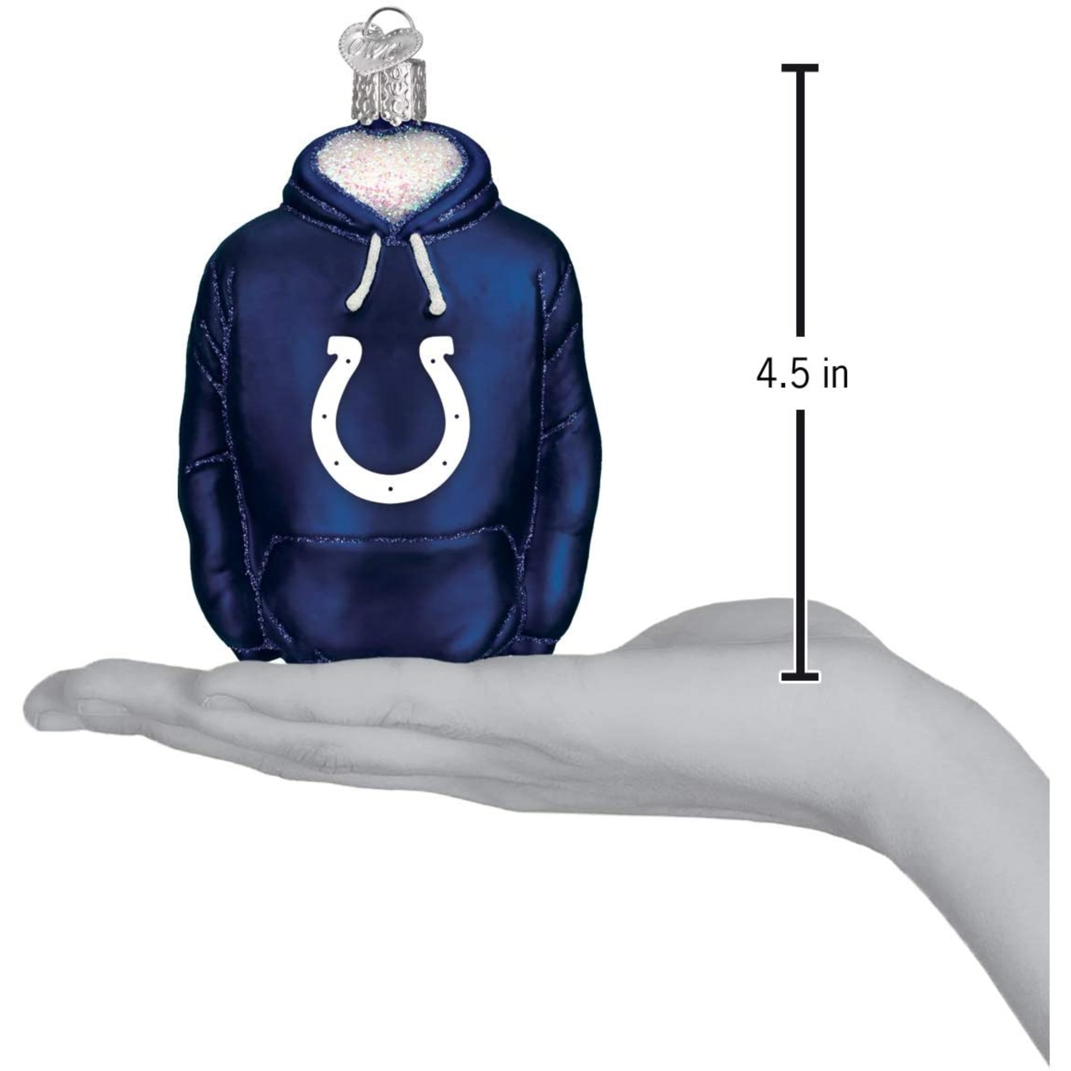 Old World Christmas Glass Blown Ornament For Christmas Tree, Indianapolis Colts Hoodie (With OWC Gift Box)