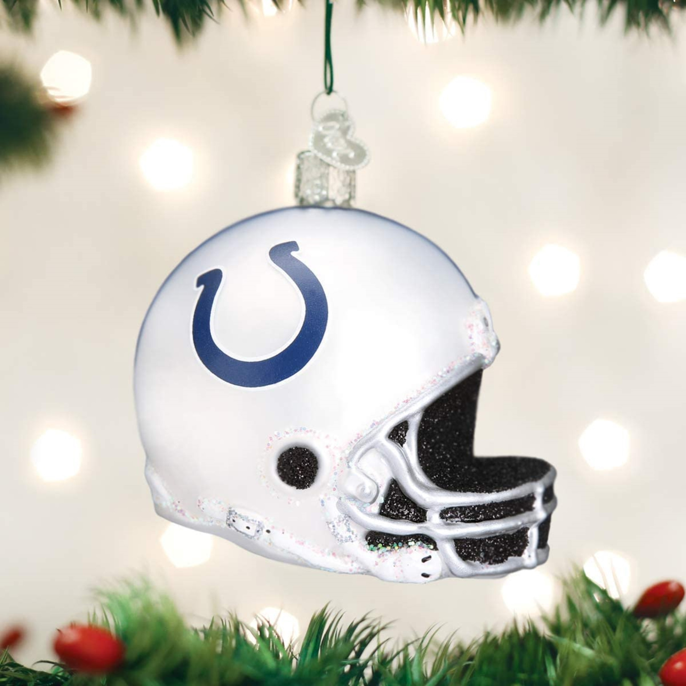 Old World Christmas Glass Blown Ornament For Christmas Tree, Indianapolis Colts Helmet (With OWC Gift Box)