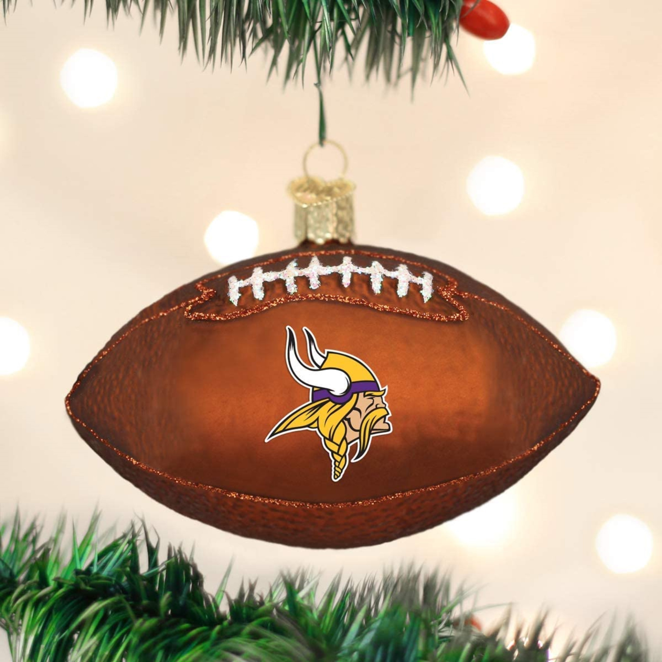 Old World Christmas Glass Blown Ornament For Christmas Tree, Minnesota Vikings Football (With OWC Gift Box)
