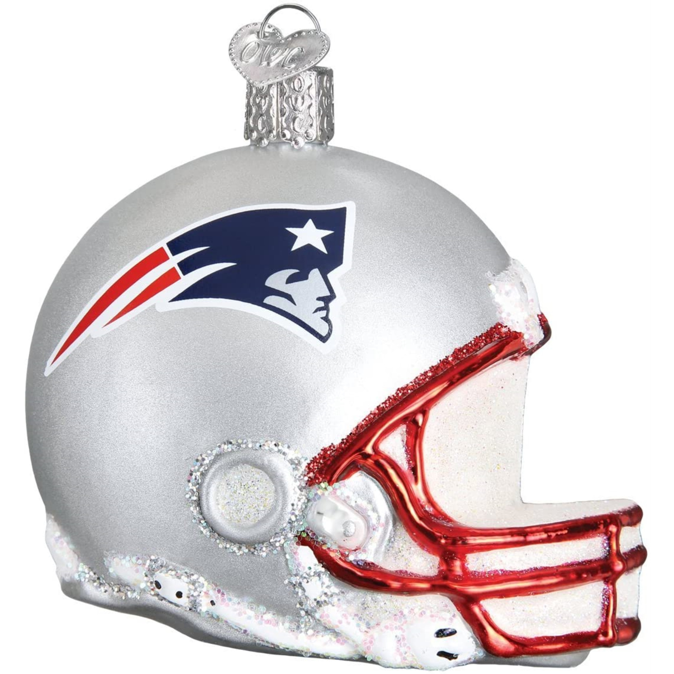 Old World Christmas Glass Blown Ornament For Christmas Tree, New England Patriots Helmet (With OWC Gift Box)
