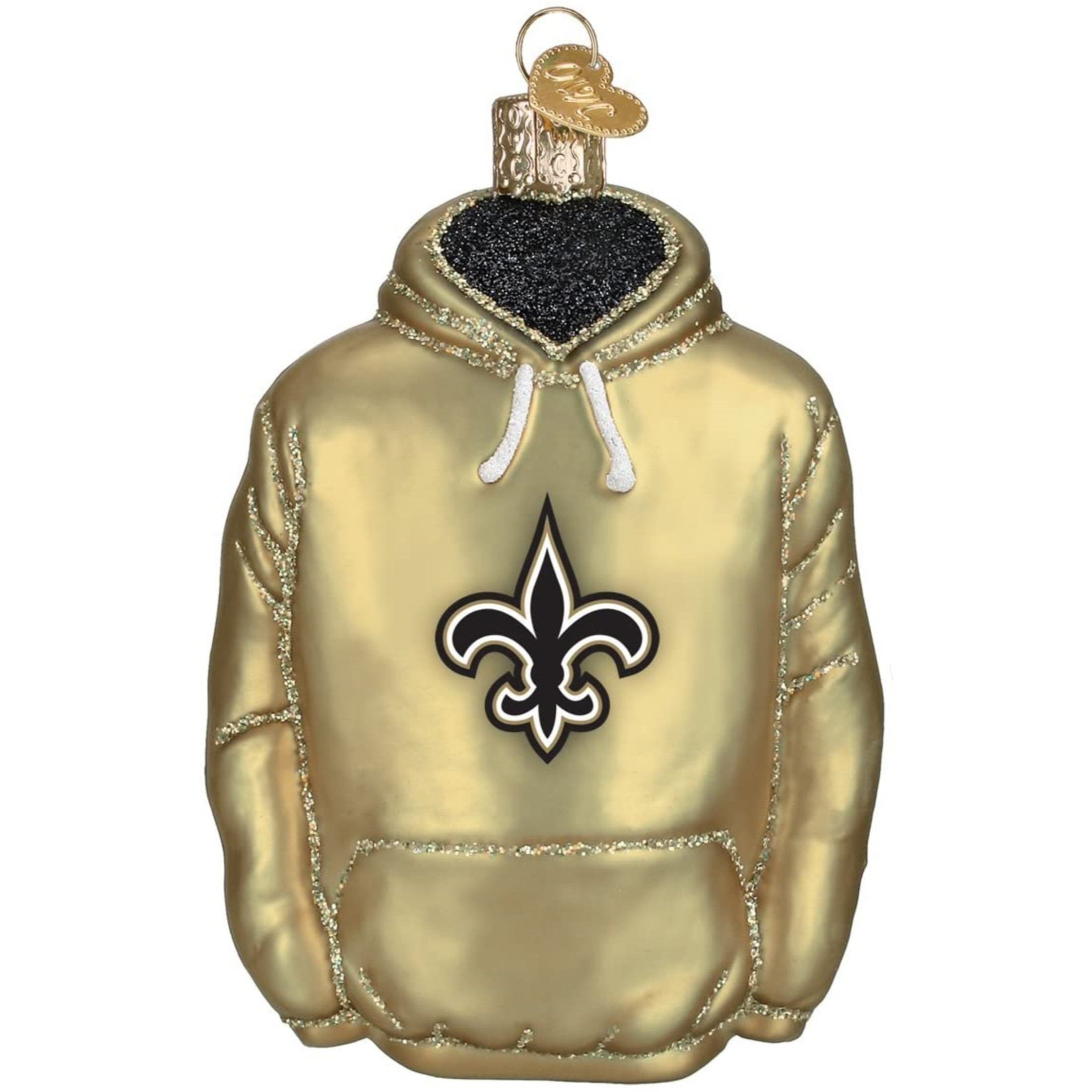 Old World Christmas Glass Blown Ornament For Christmas Tree, New Orleans Saints Hoodie (With OWC Gift Box)