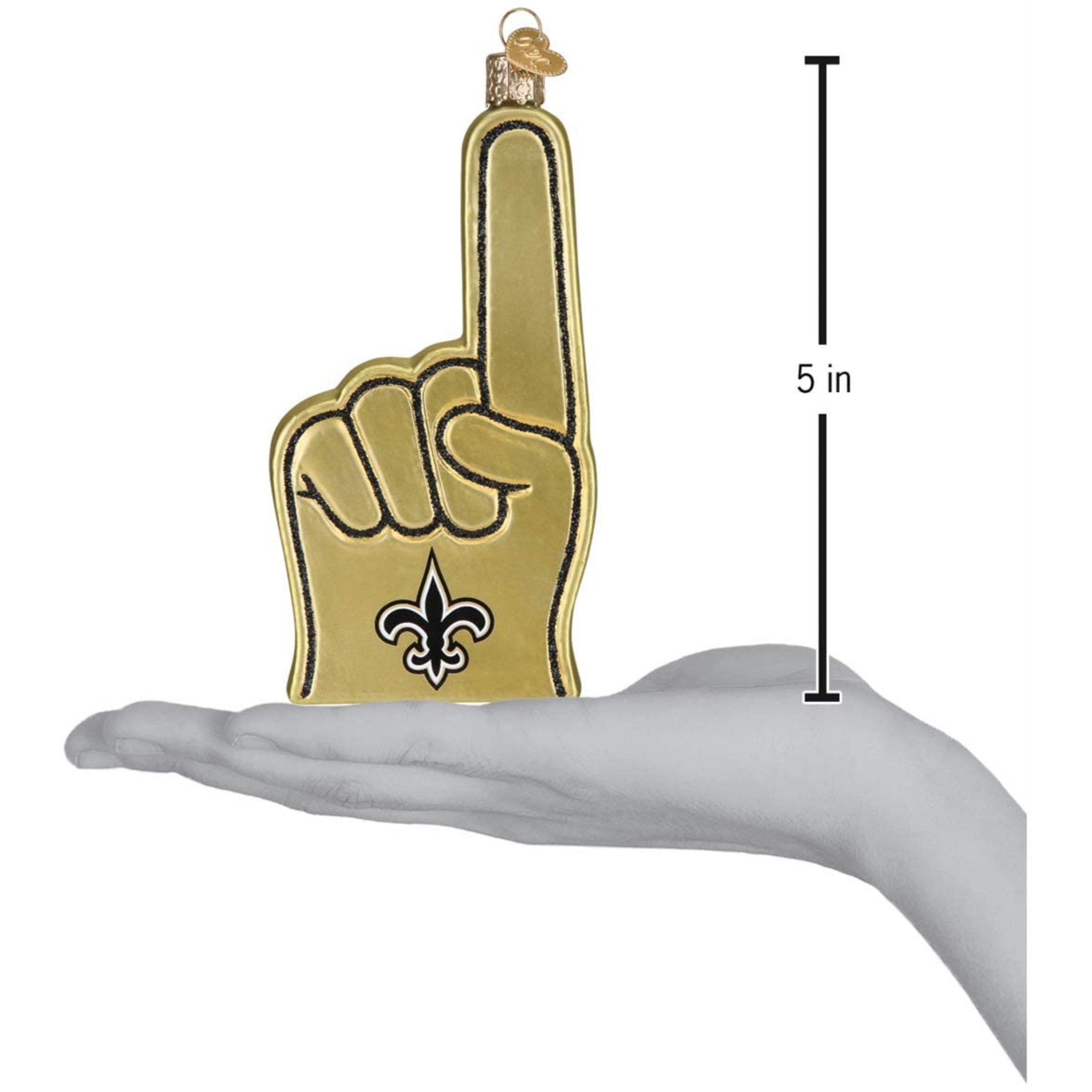 Old World Christmas Glass Blown Ornament For Christmas Tree, New Orleans Saints Foam Finger (With OWC Gift Box)