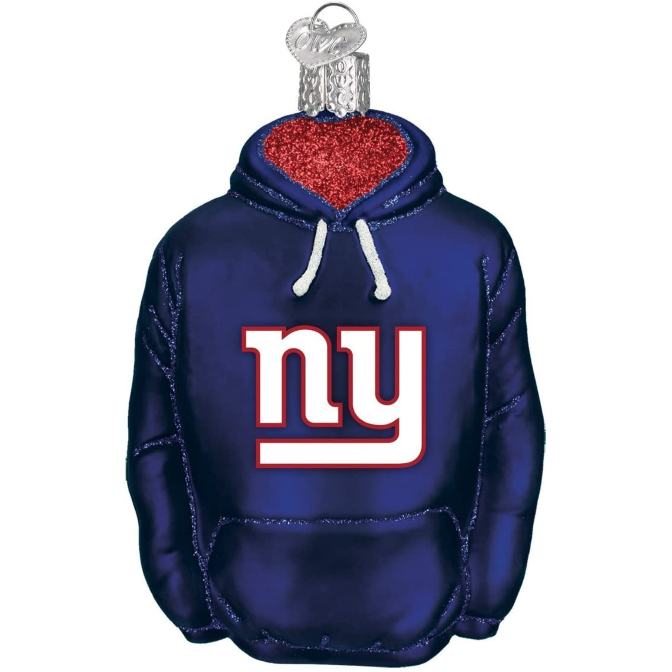 Old World Christmas Glass Blown Ornament For Christmas Tree, New York Giants Hoodie (With OWC Gift Box)