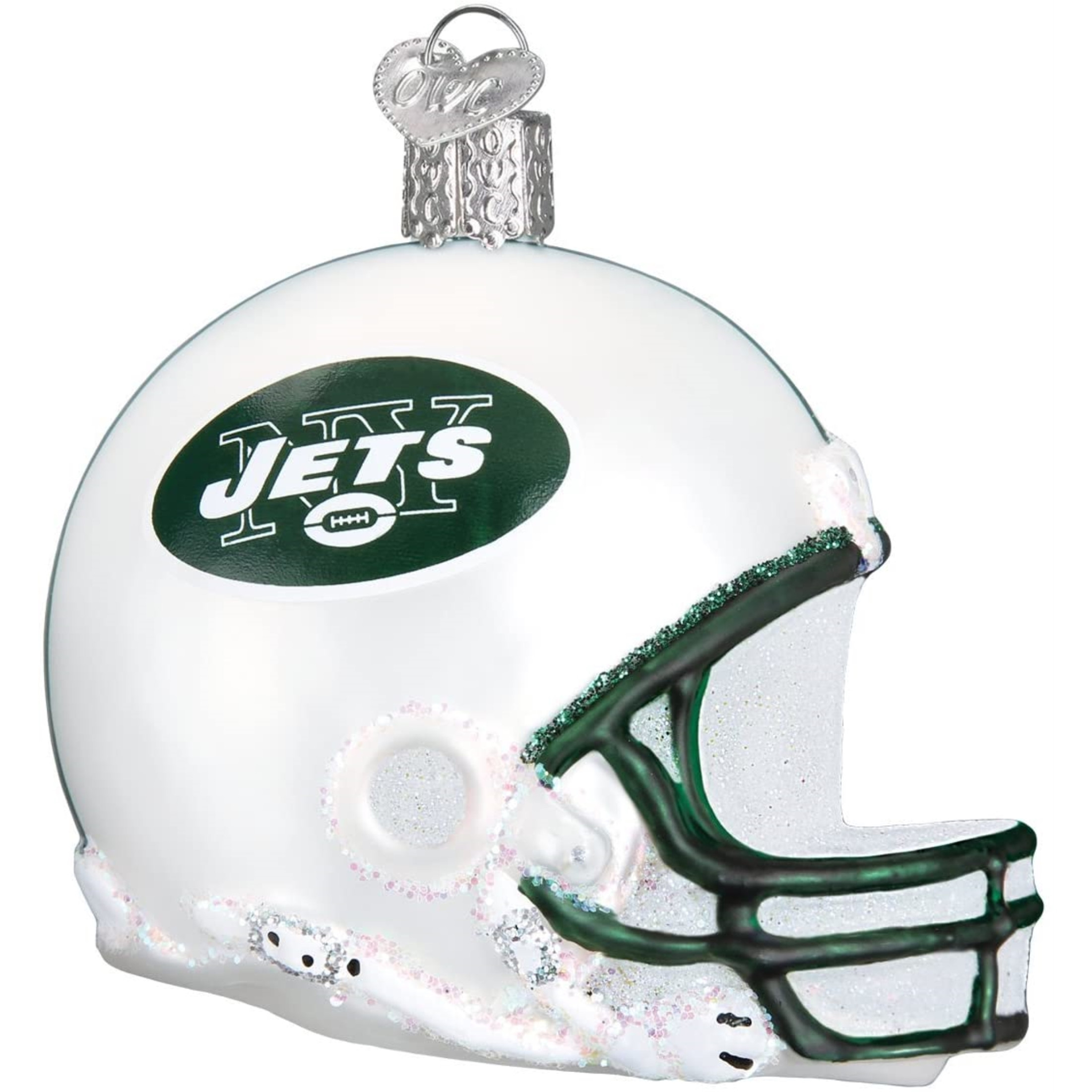 Old World Christmas Glass Blown Ornament For Christmas Tree, New York Jets Helmet (With OWC Gift Box)