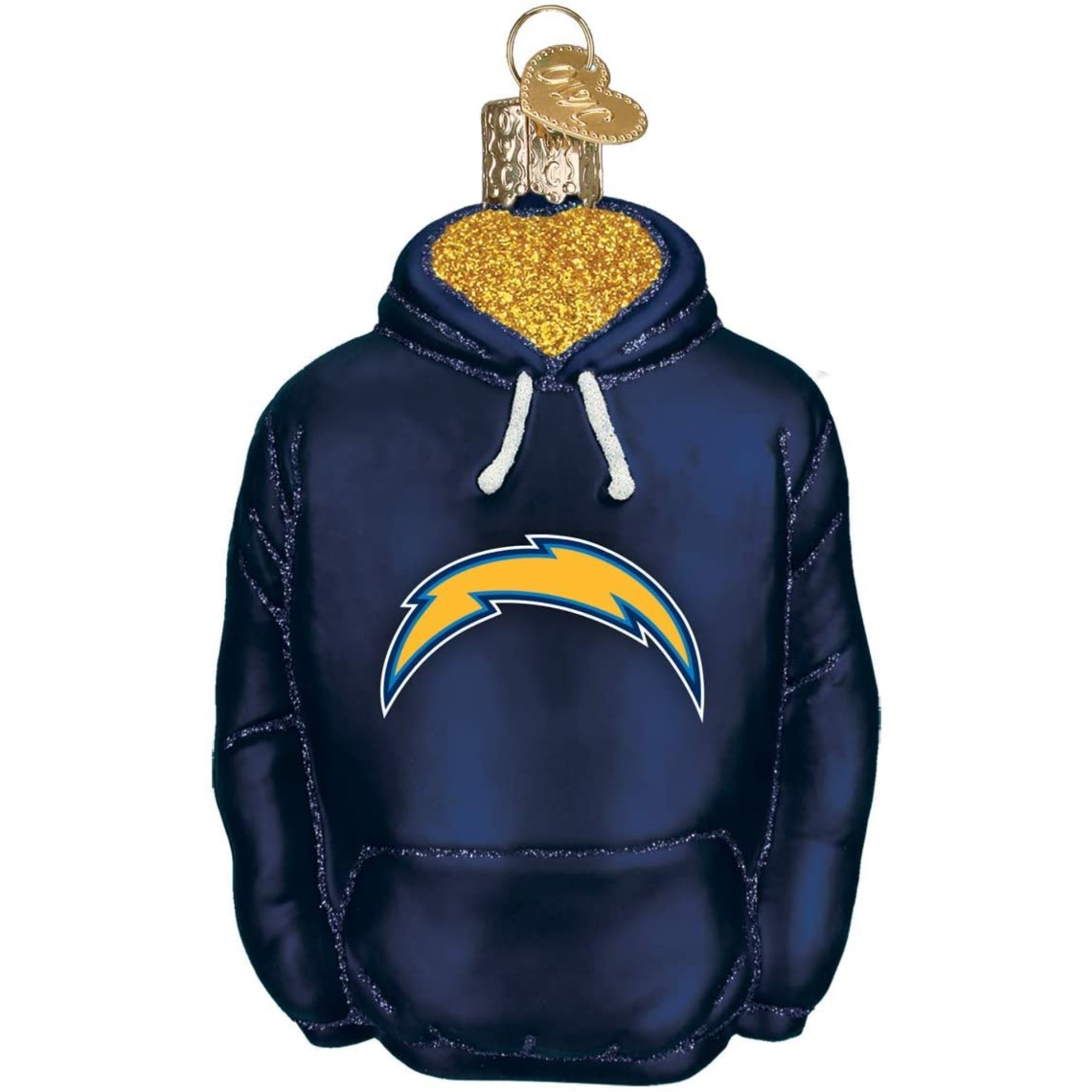 Old World Christmas Glass Blown Ornament, Los Angeles Chargers Hoodie (With OWC Gift Box)