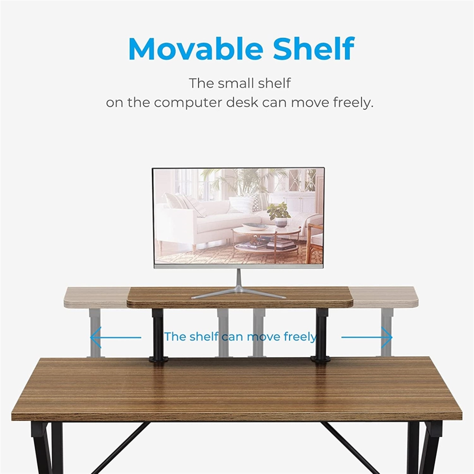 Greenforest Home Office Desk W/ Monitor Shelf, Computer/Gaming Desk, Espresso, 32"