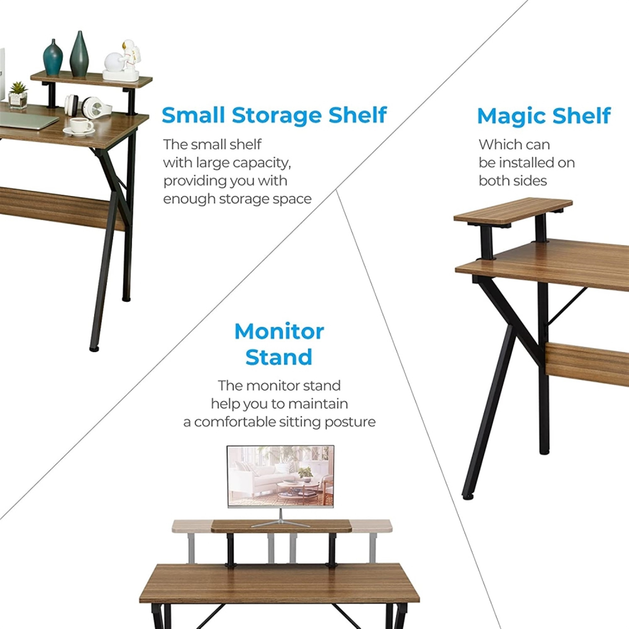 Greenforest Home Office Desk W/ Monitor Shelf, Computer/Gaming Desk, Espresso, 32"