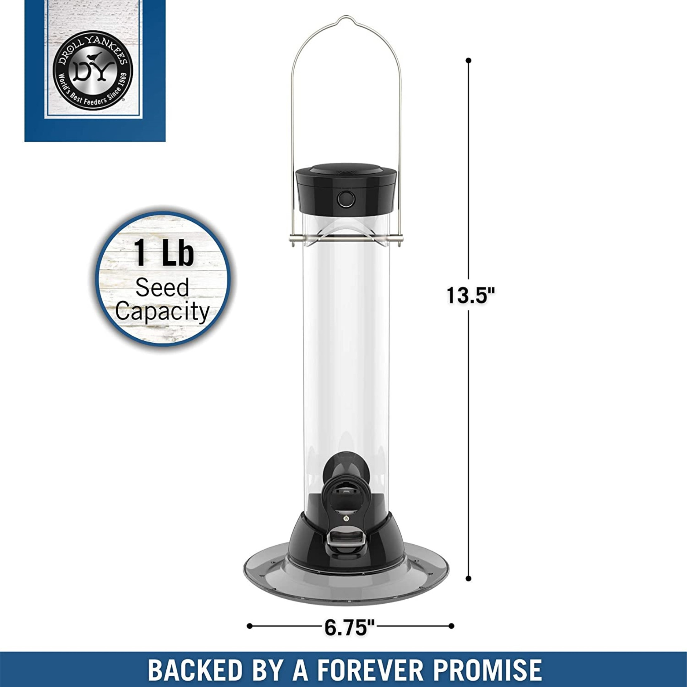 Droll Yankees Onyx Clever Clean Bird Feeder w/Easy Opening, 13 in.